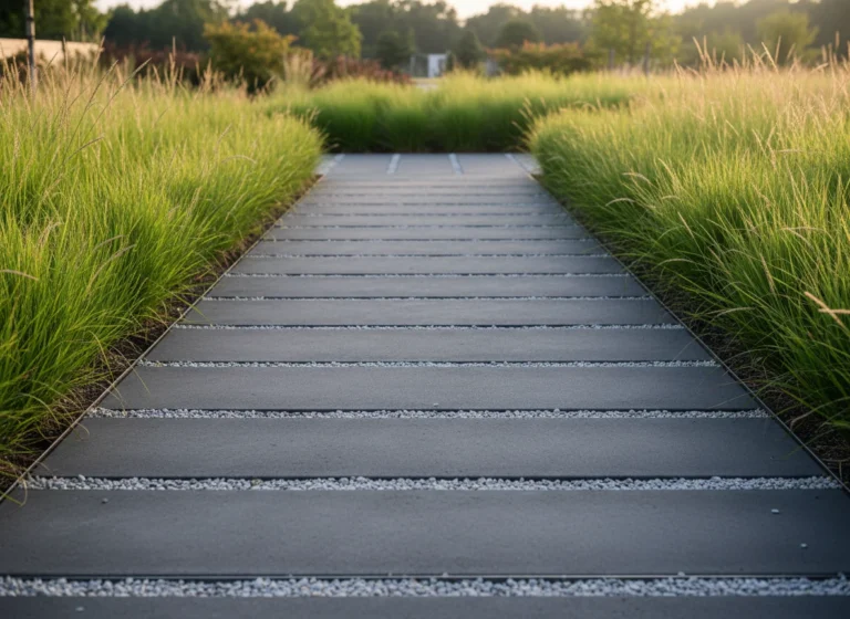 Modern Yard Walkway Ideas Using Large Concrete Pavers