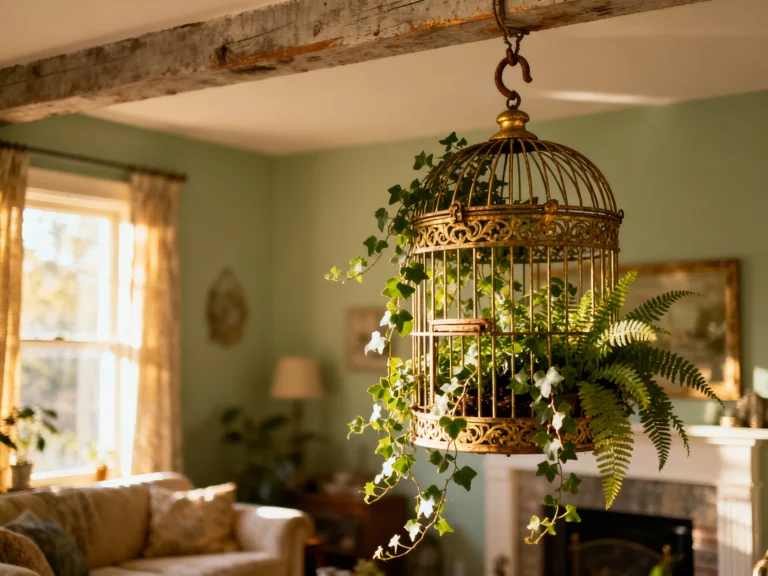Repurposing Old Bird Cages into Charming Plant Holders