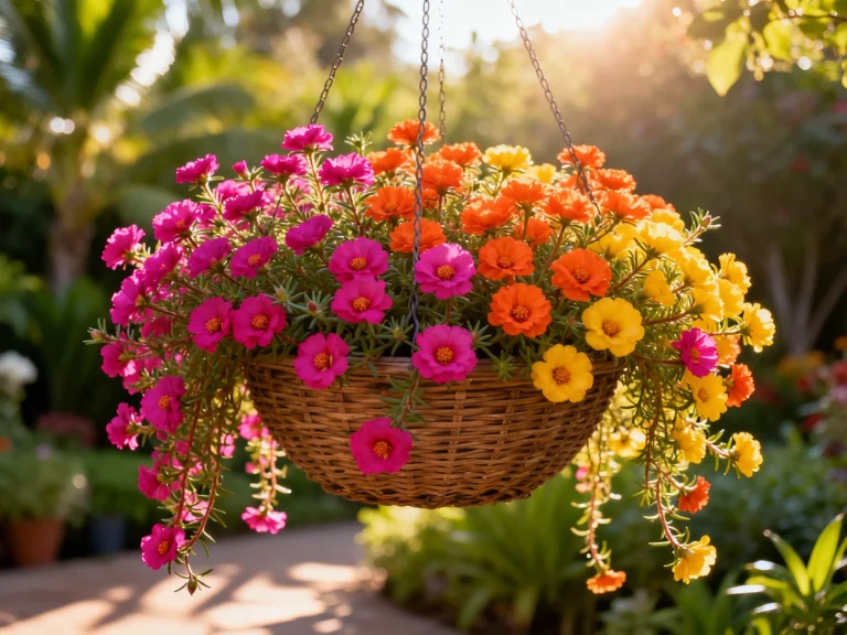 Hanging Basket Ideas with Portulaca: Trailing Blooms for Full Sun