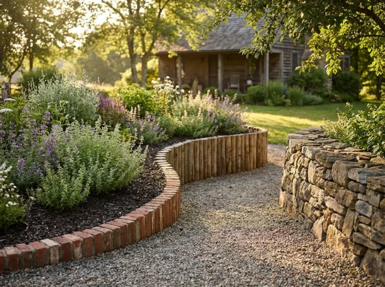Rustic Cottage Edging: DIY Brick, Log, and Stone Flower Bed Border Ideas