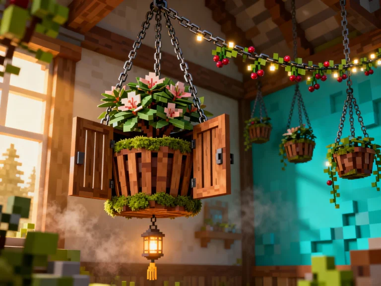 17 Easy Minecraft Hanging Plant Ideas with Chains & Trapdoors