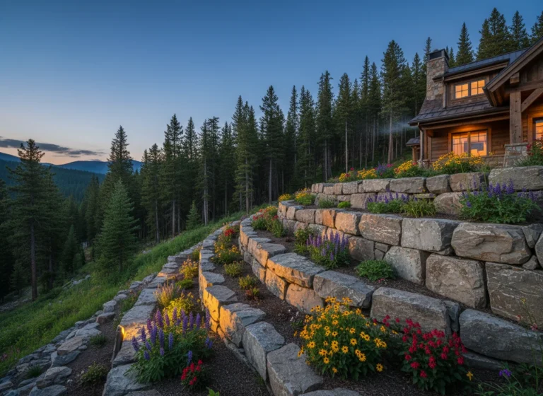 Natural Stone Retaining Wall Ideas for Mountain Homes