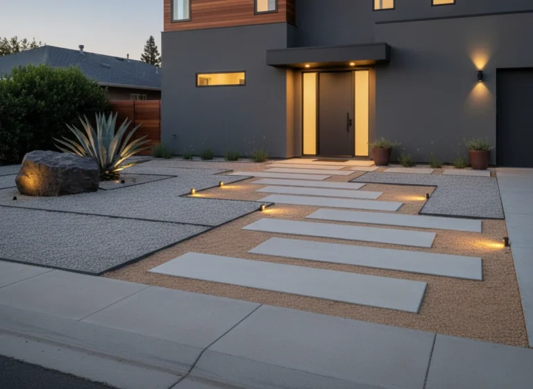 Modern Front of House Landscaping Ideas with Rocks & Gravel