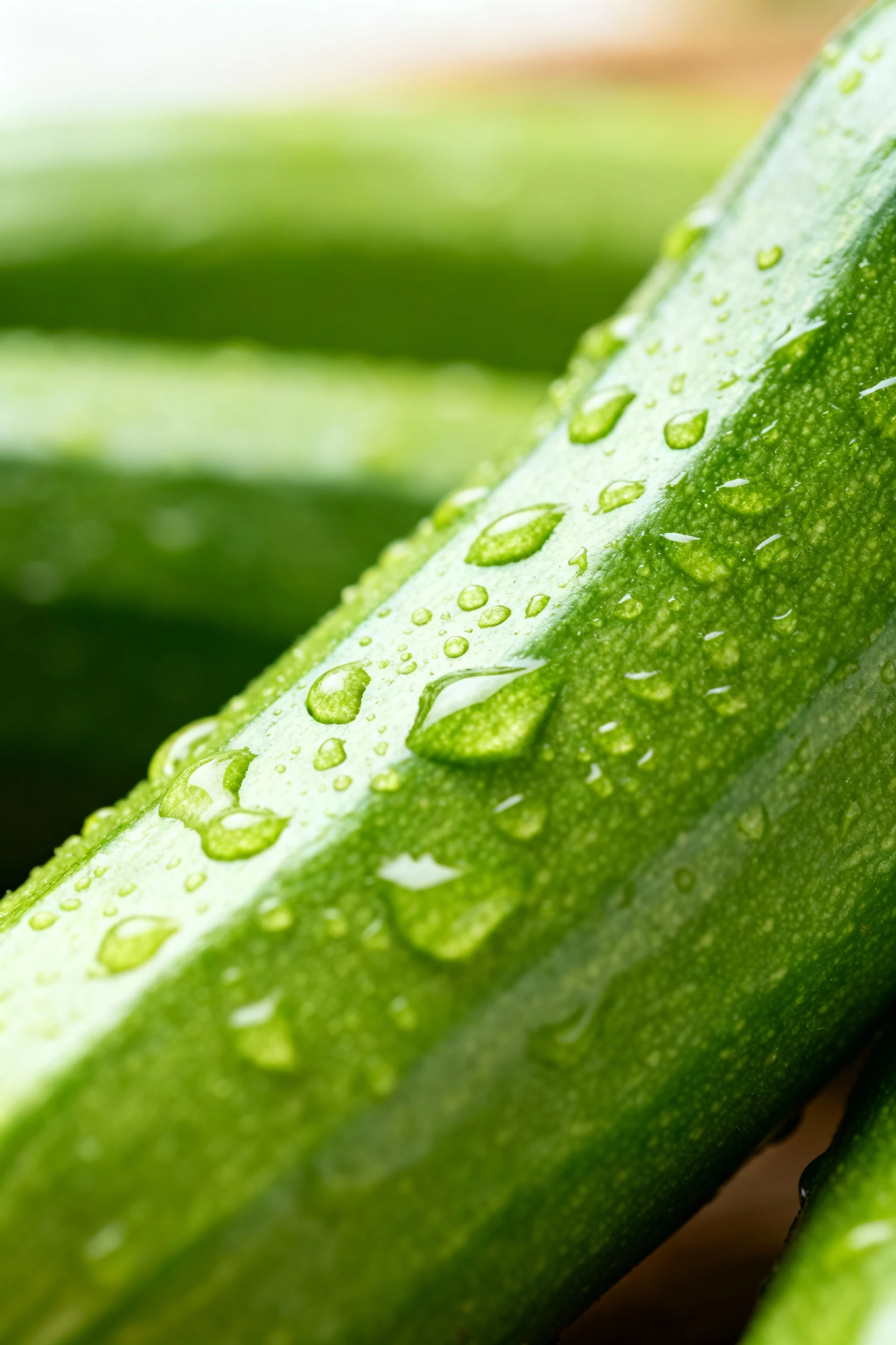 closeup of fresh zucchini with water droplets on skin