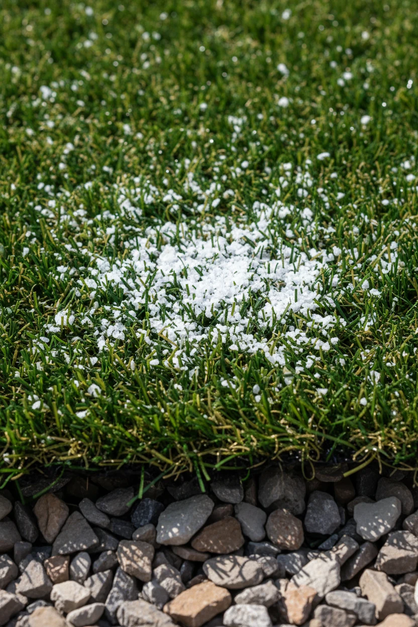 4. closeup green pet turf, zeolite infill over crushed rock