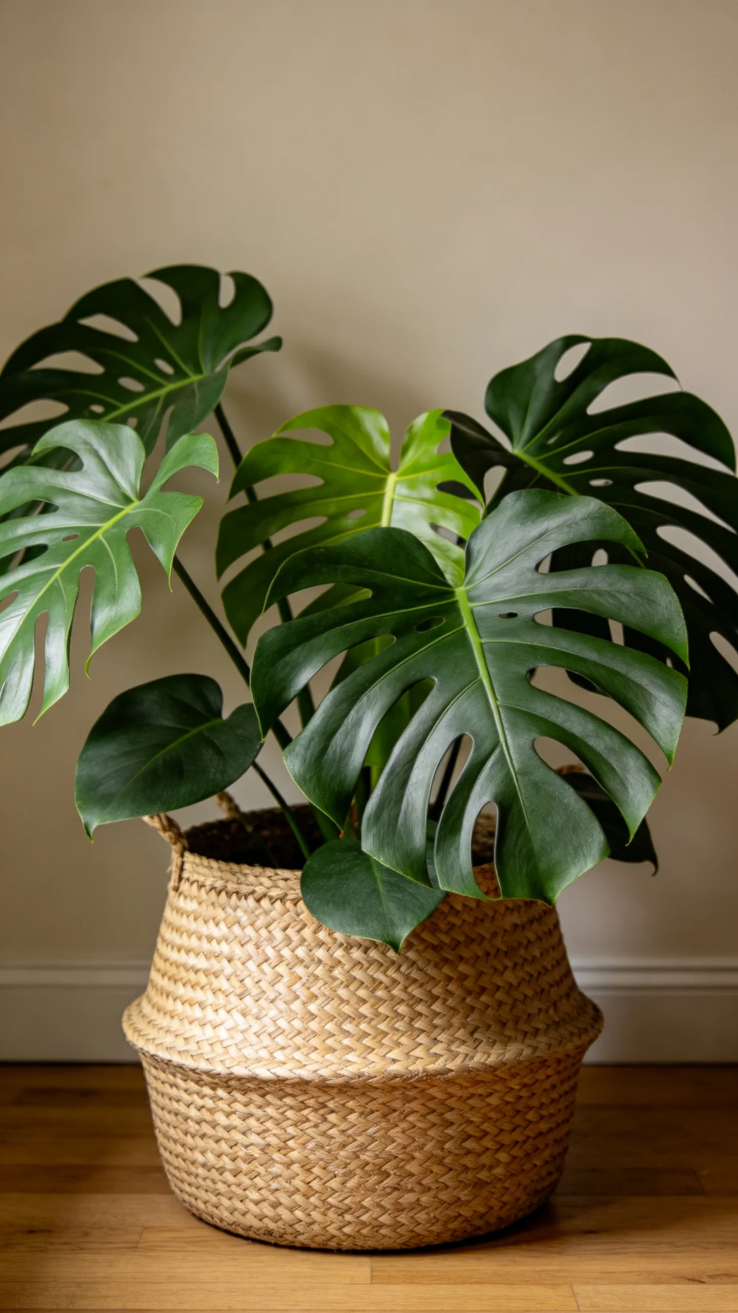 Monstera in a Woven Basket