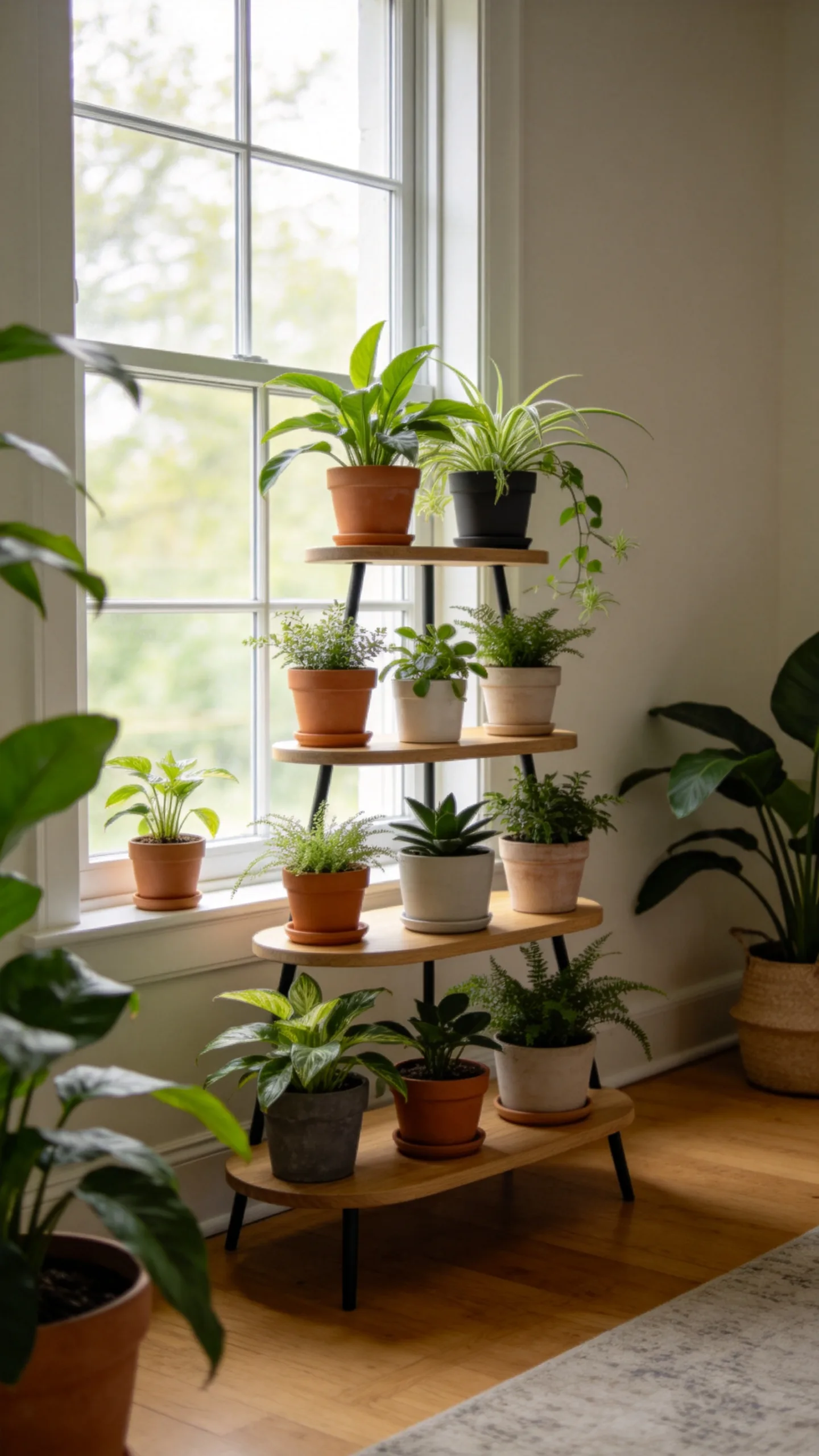 Layered Plant Stand by the Window