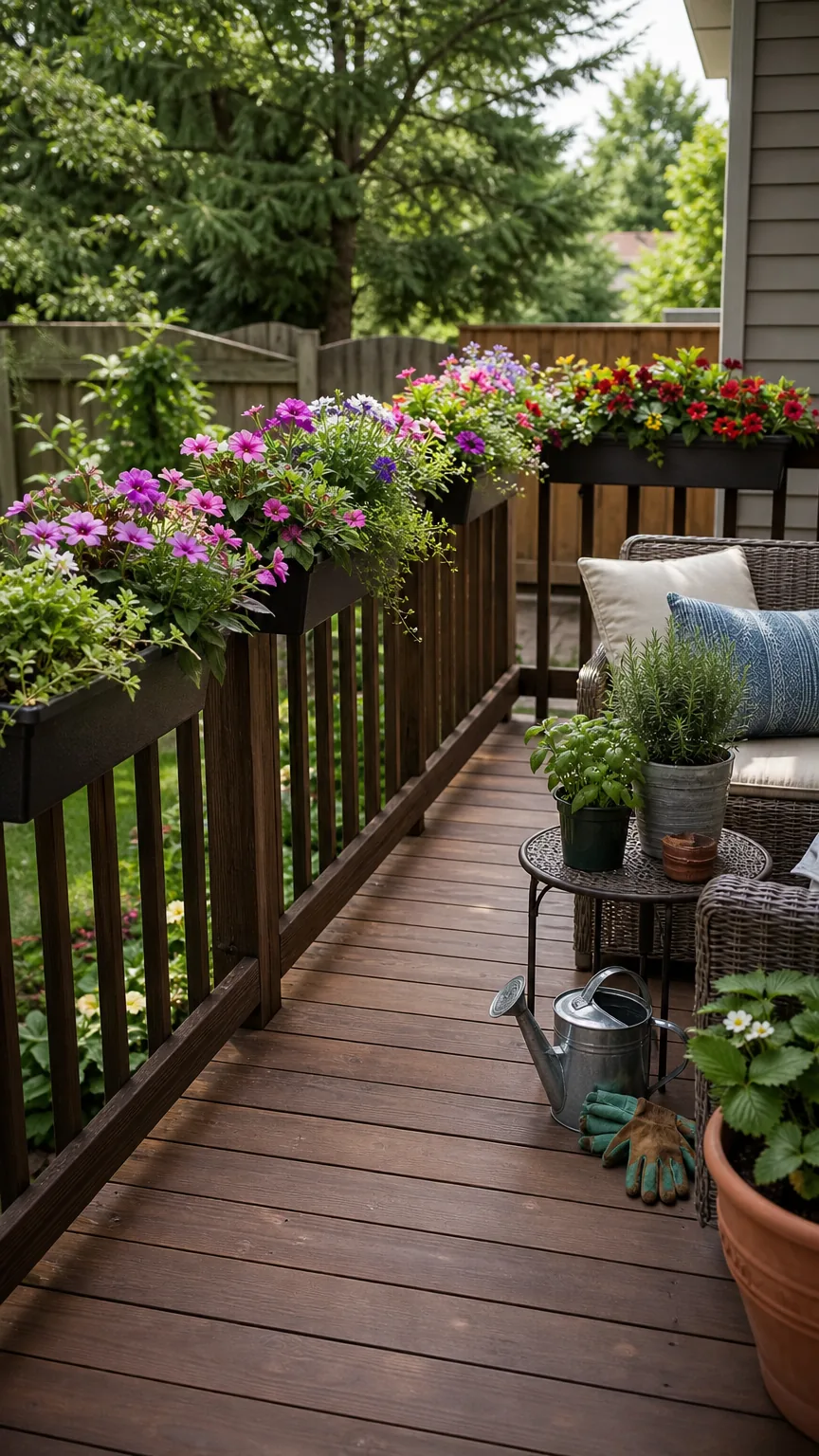 Use Railing Planters for Color Without Losing Floor Space