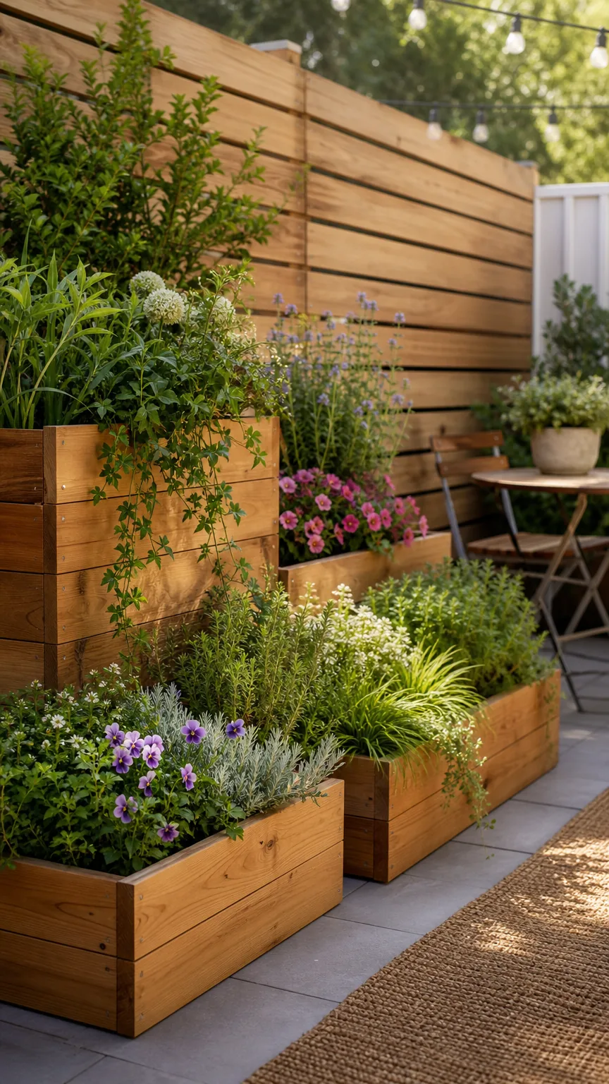 Use Wooden Planters for Warmth and Structure