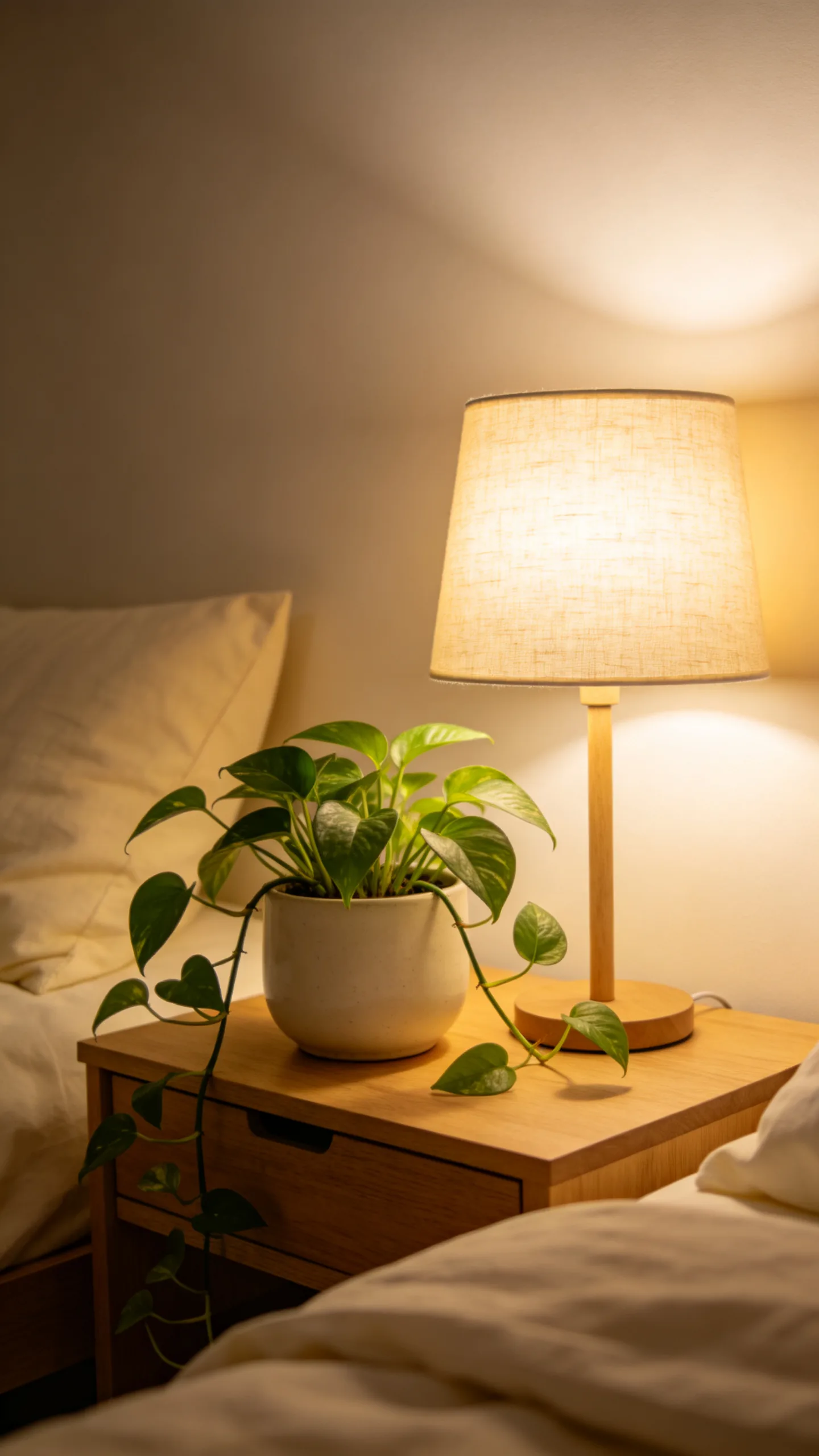 Bedside Plant With Soft Lighting