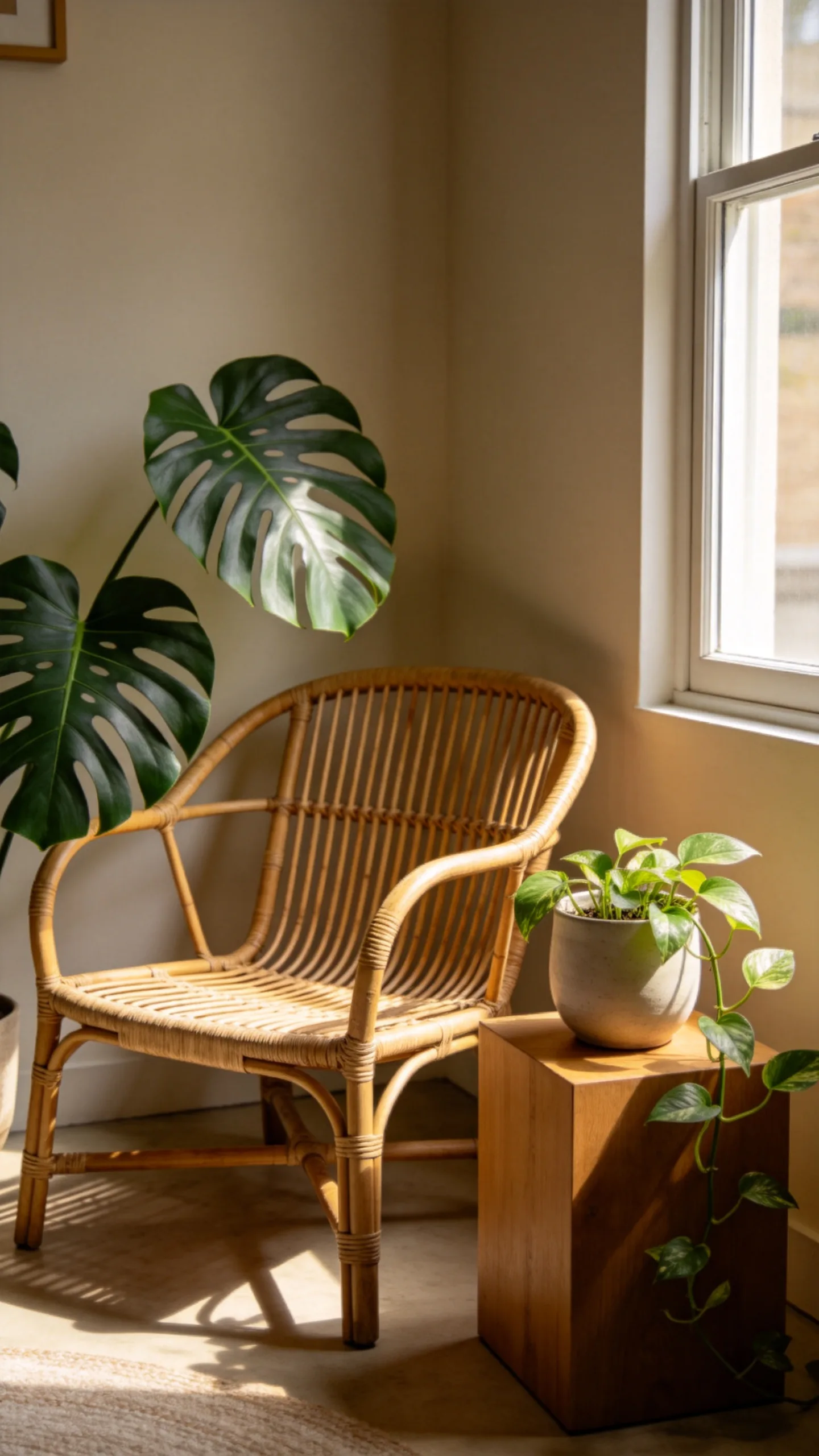 Rattan Chair and Plant Corner