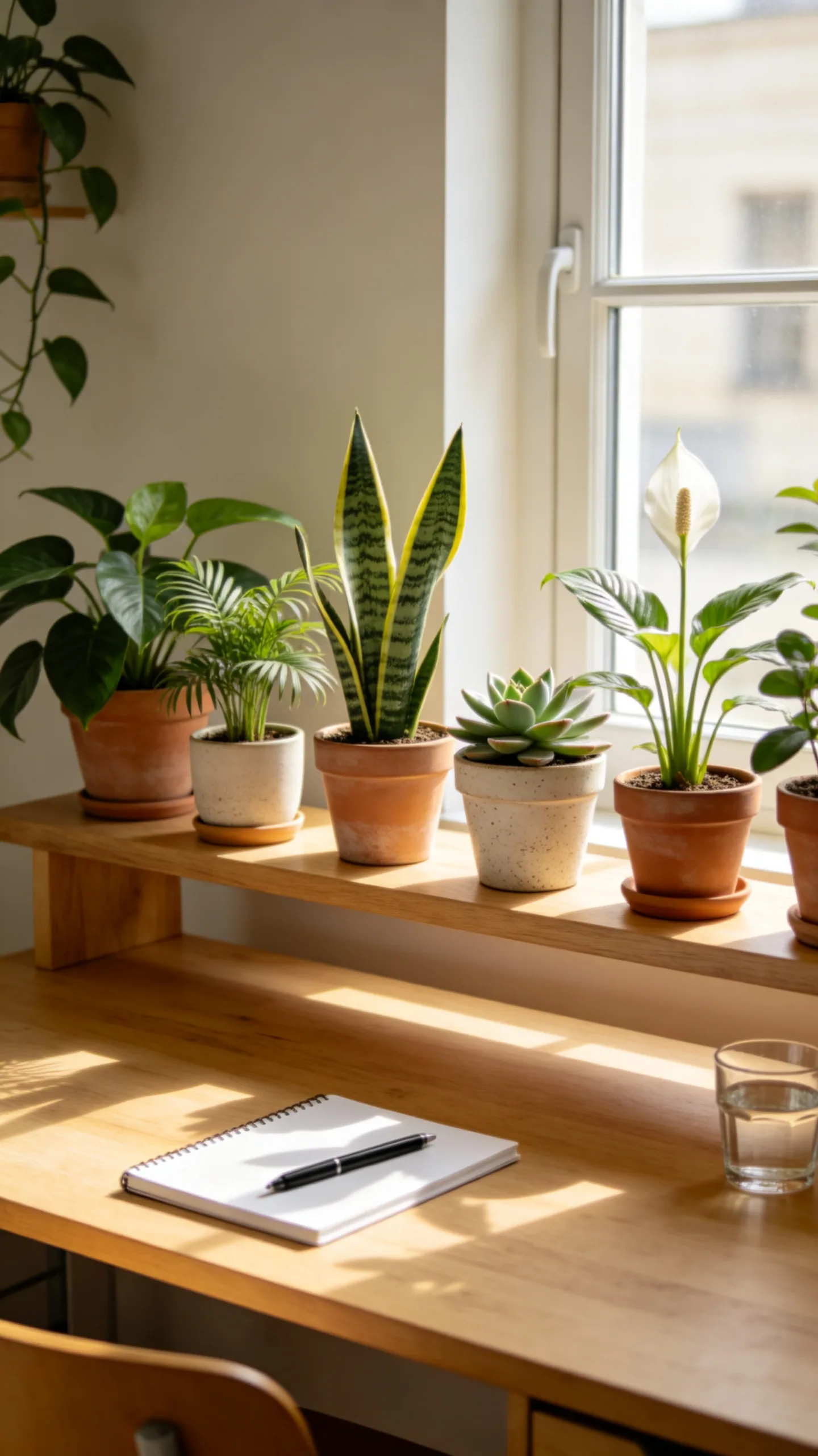 Plant Shelf Above a Desk