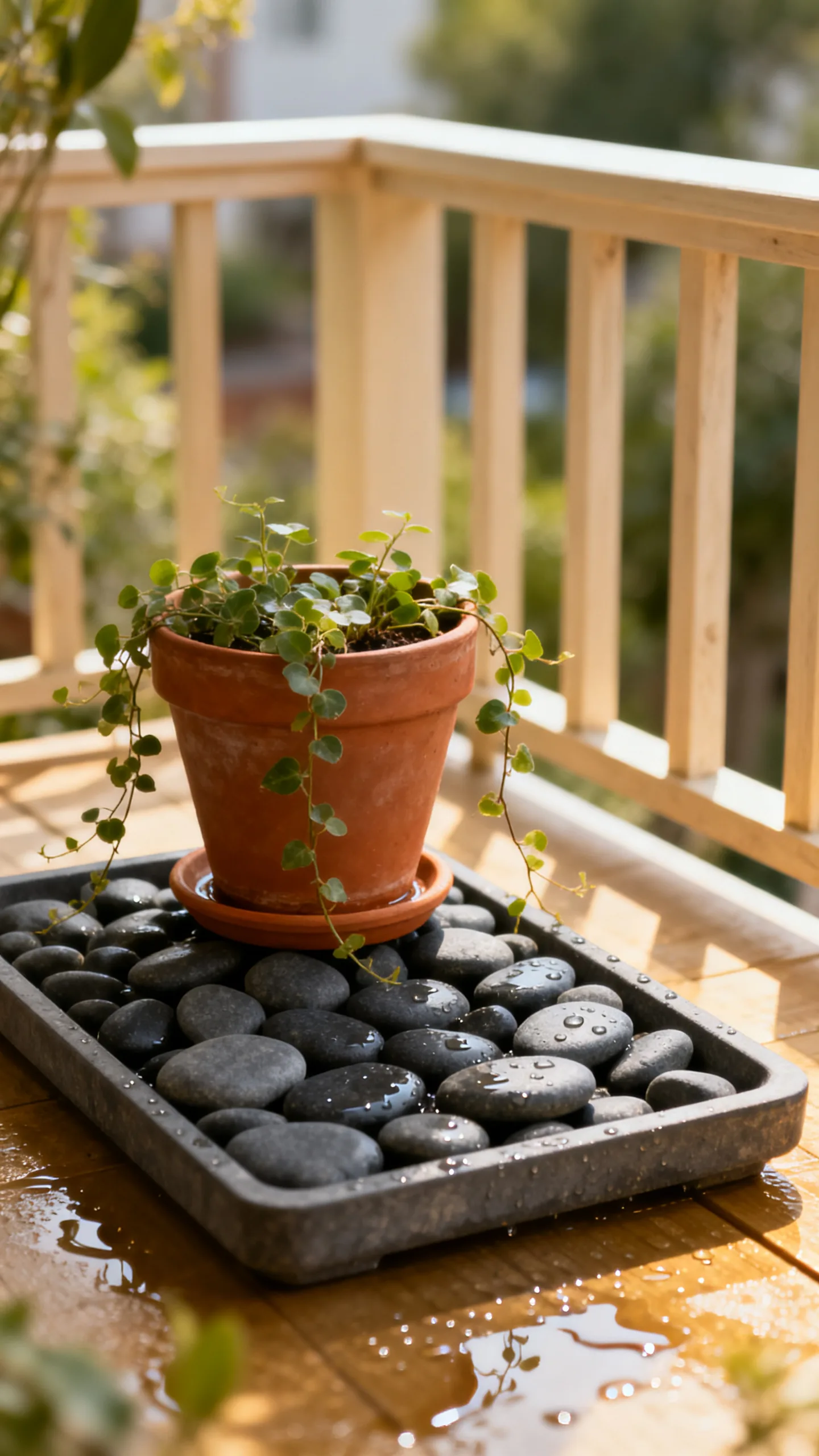 Use Pebble Trays To Make Pots Look Intentional