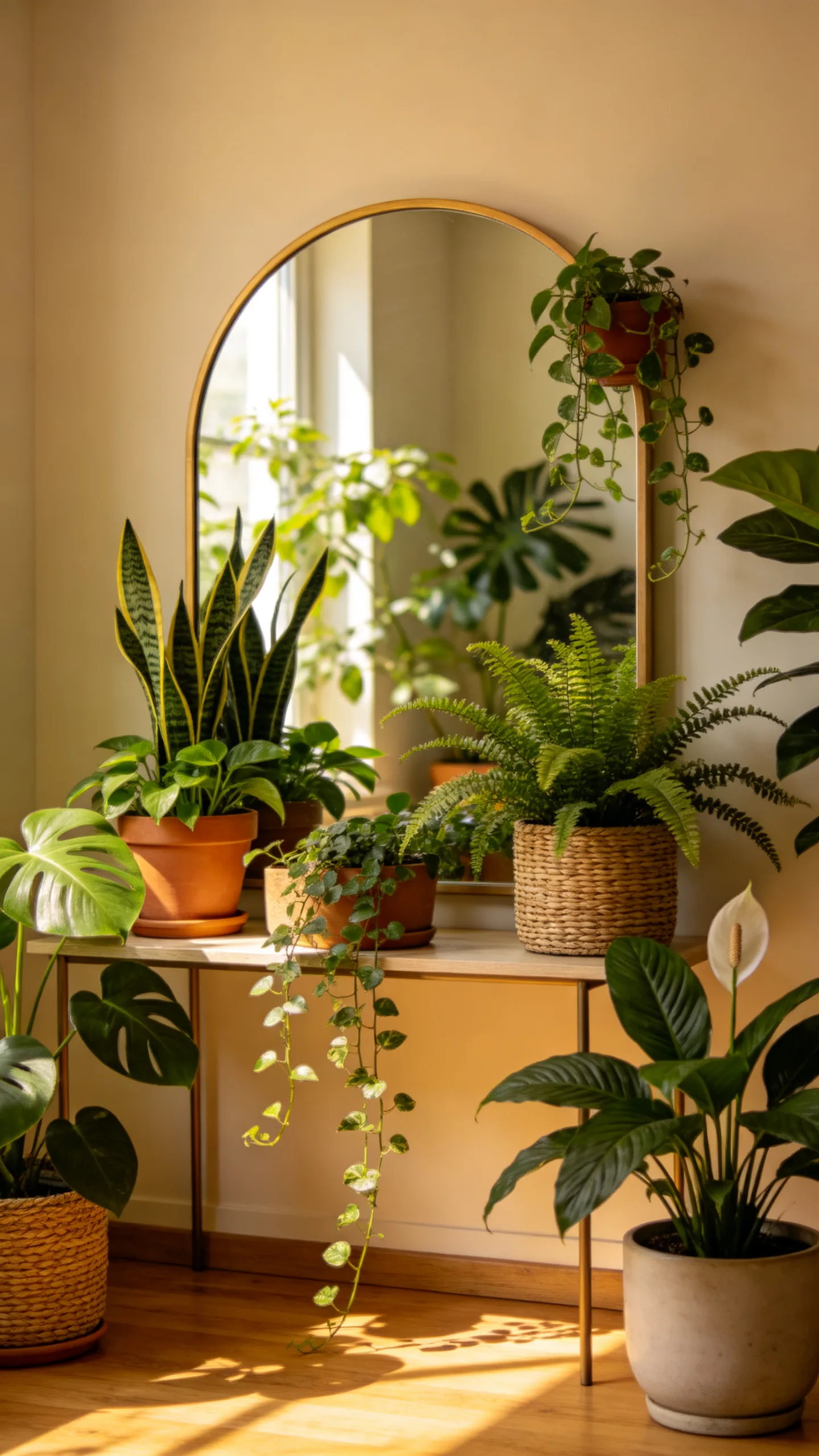 Arched Mirror With Plants