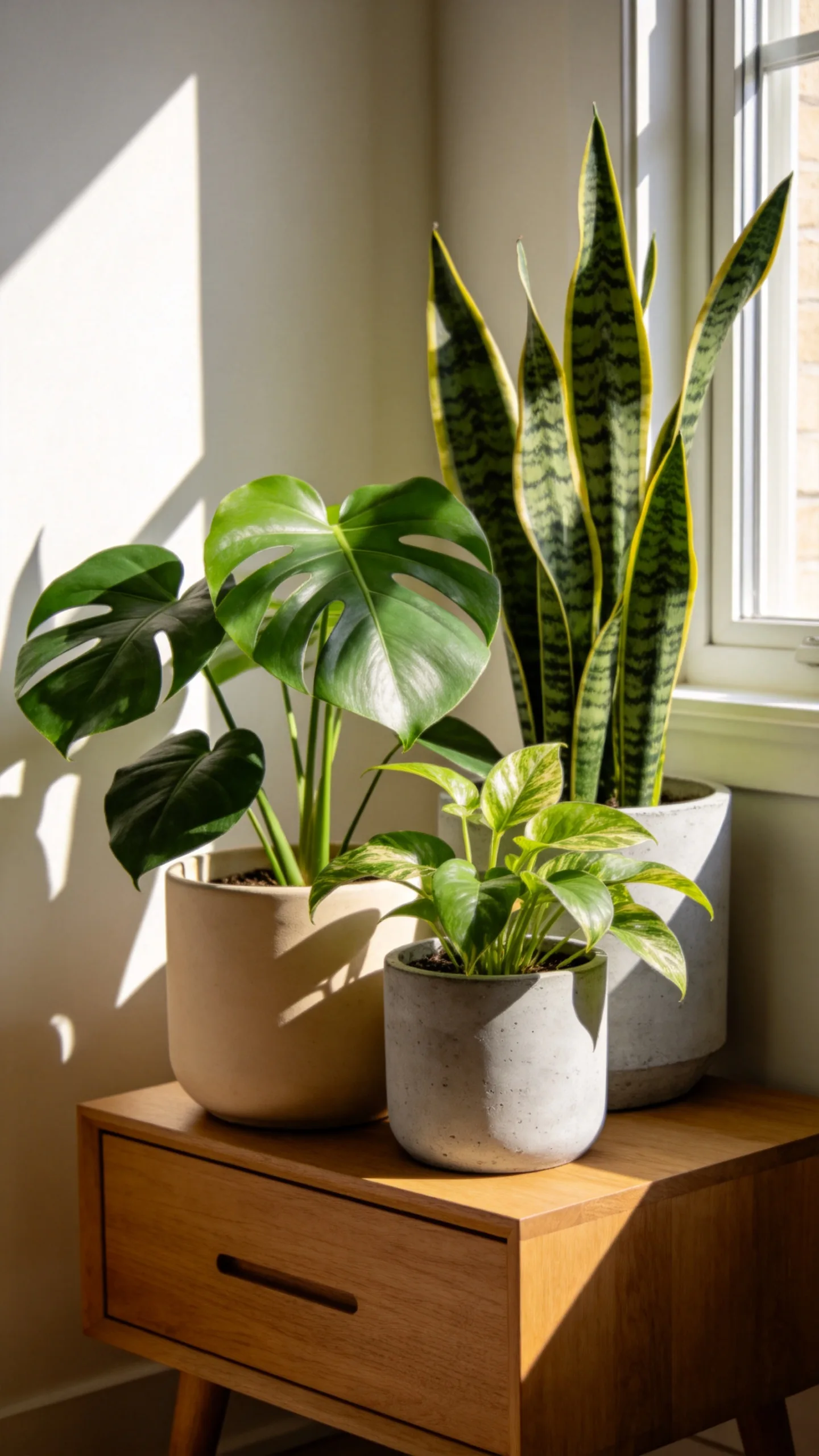 Neutral Planters With Green Leaves