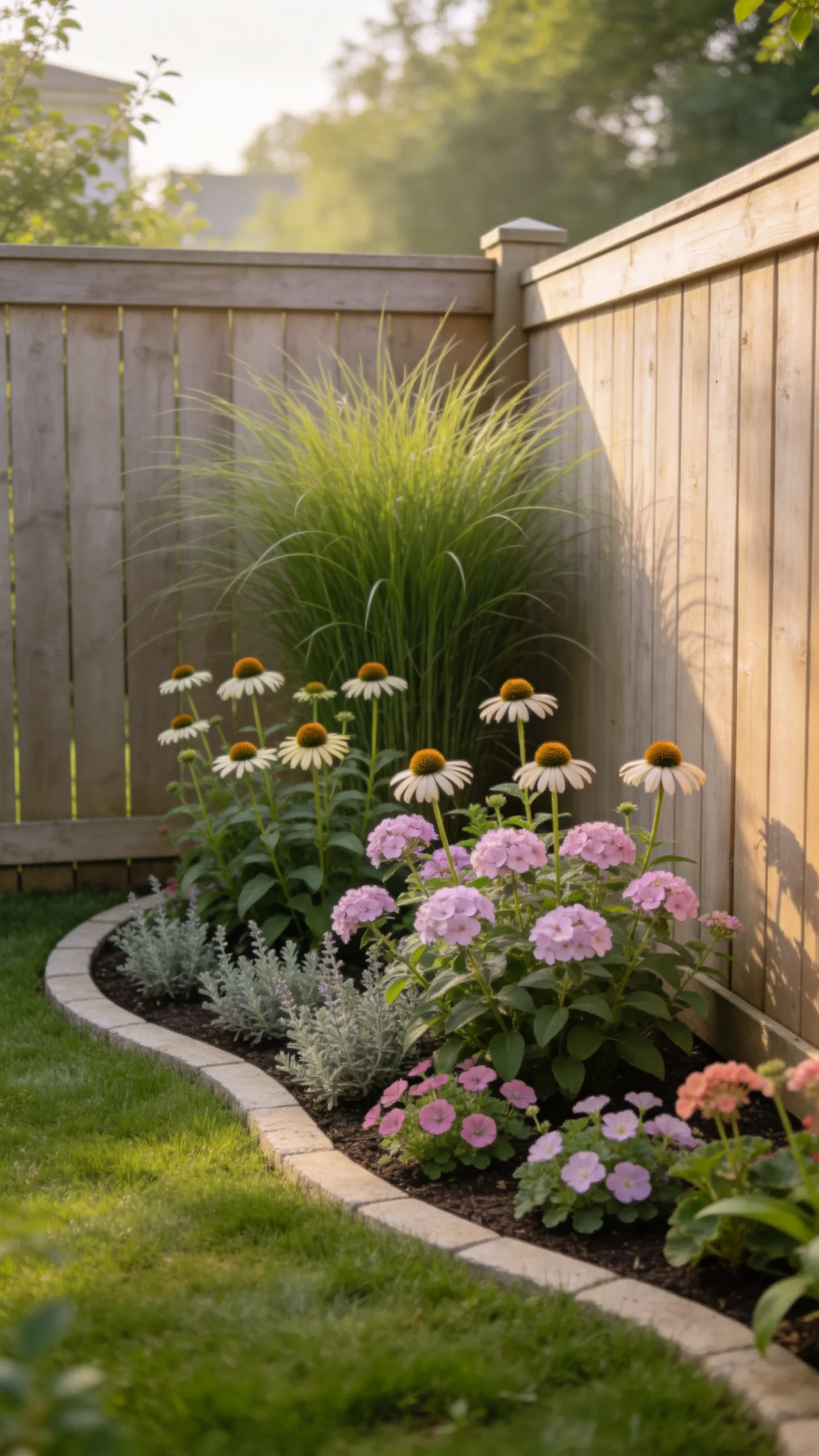 1. Layer a Curved Corner Flower Bed