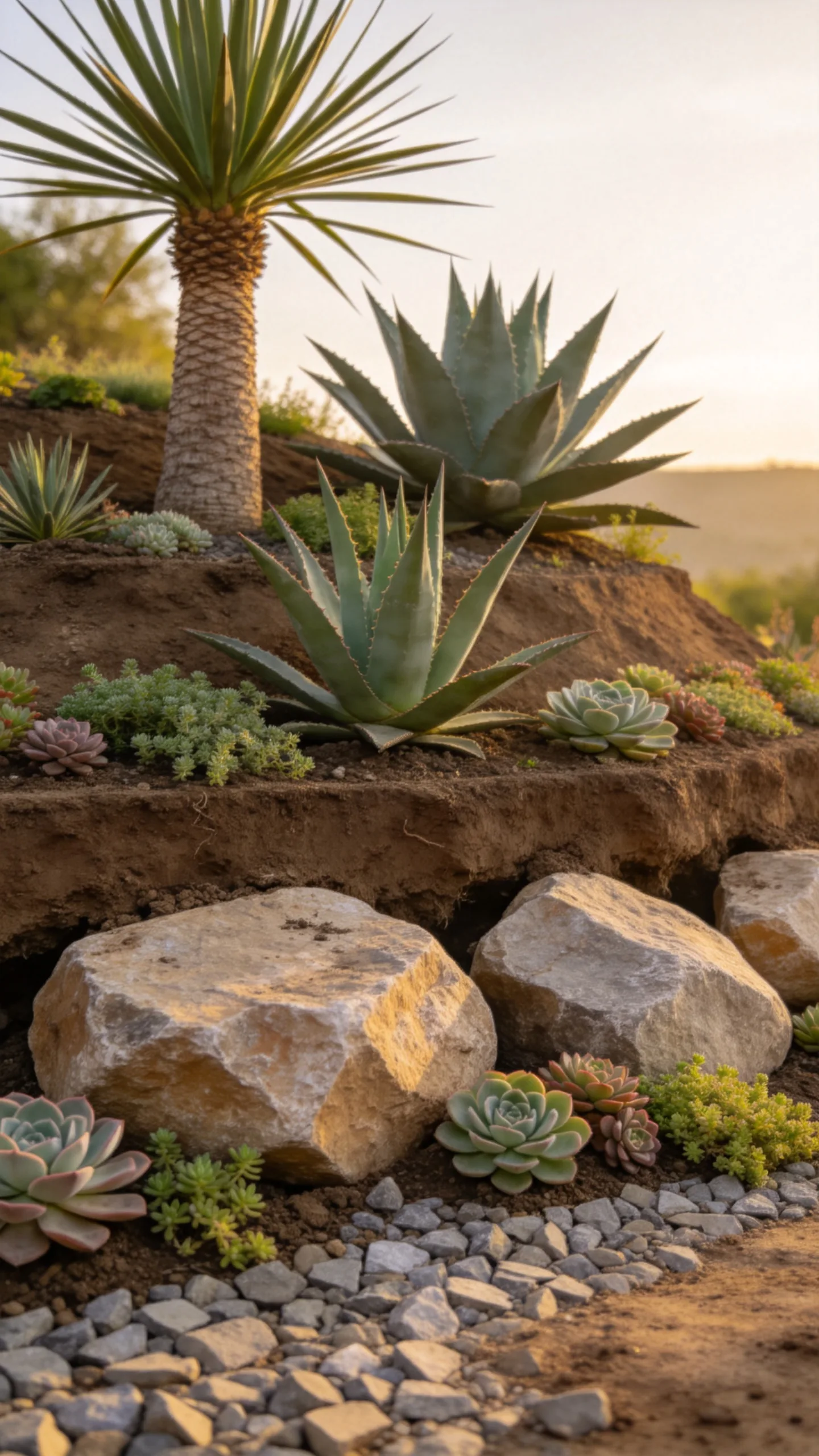1. Layered Succulent Rock Garden