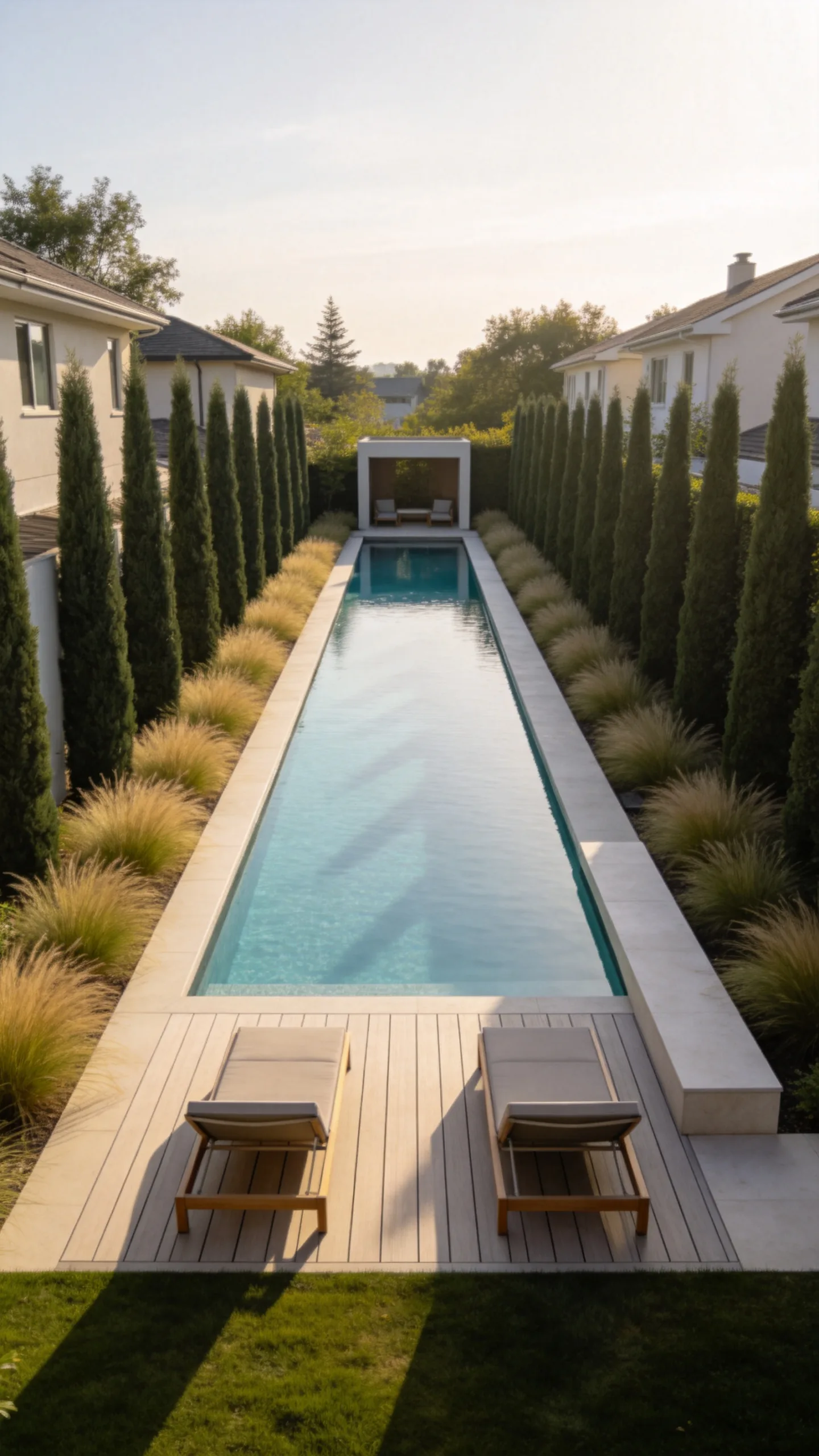 1. Narrow Lap Pool Along the Property Line