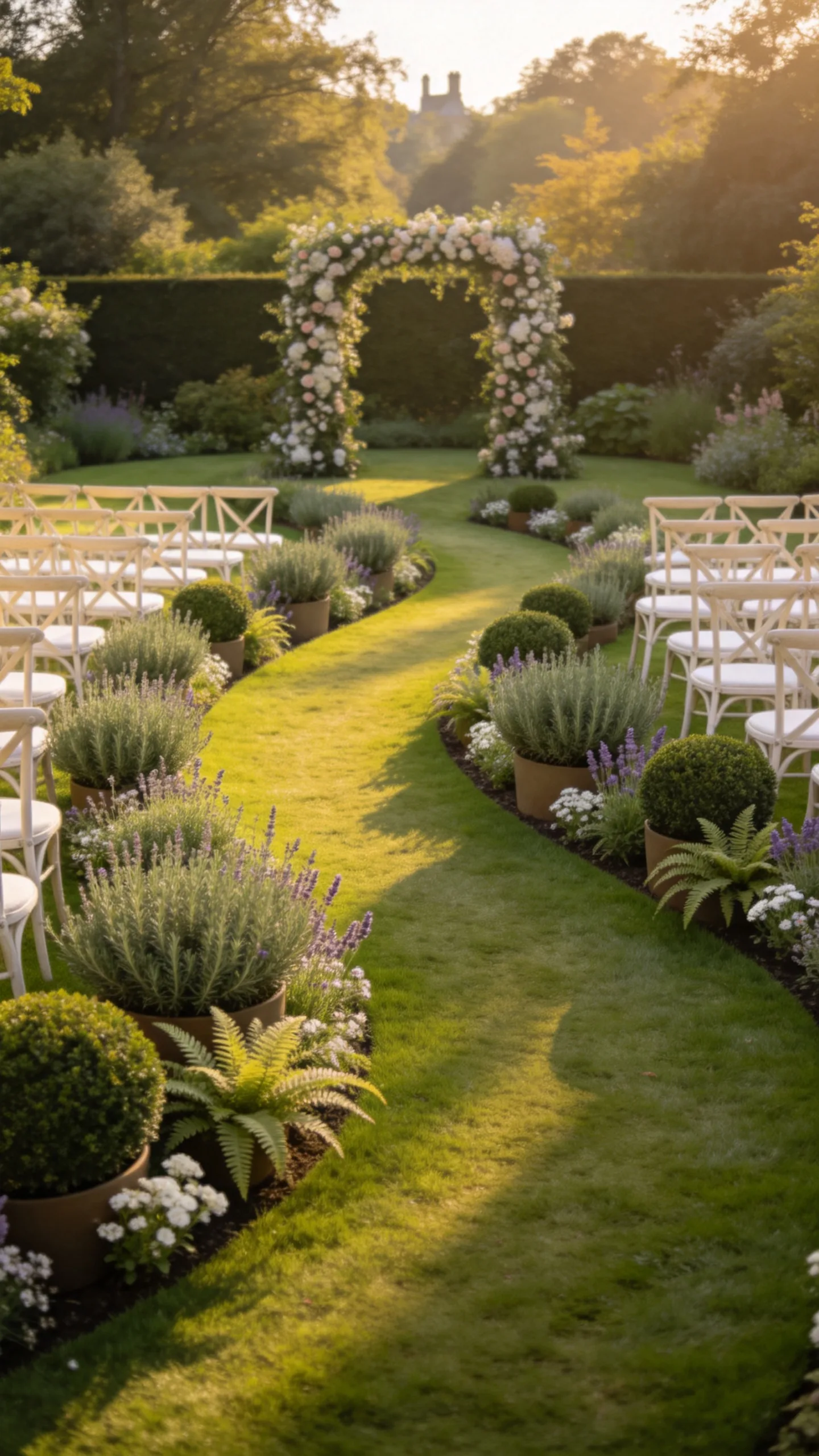 2. Curved Aisle Through the Lawn