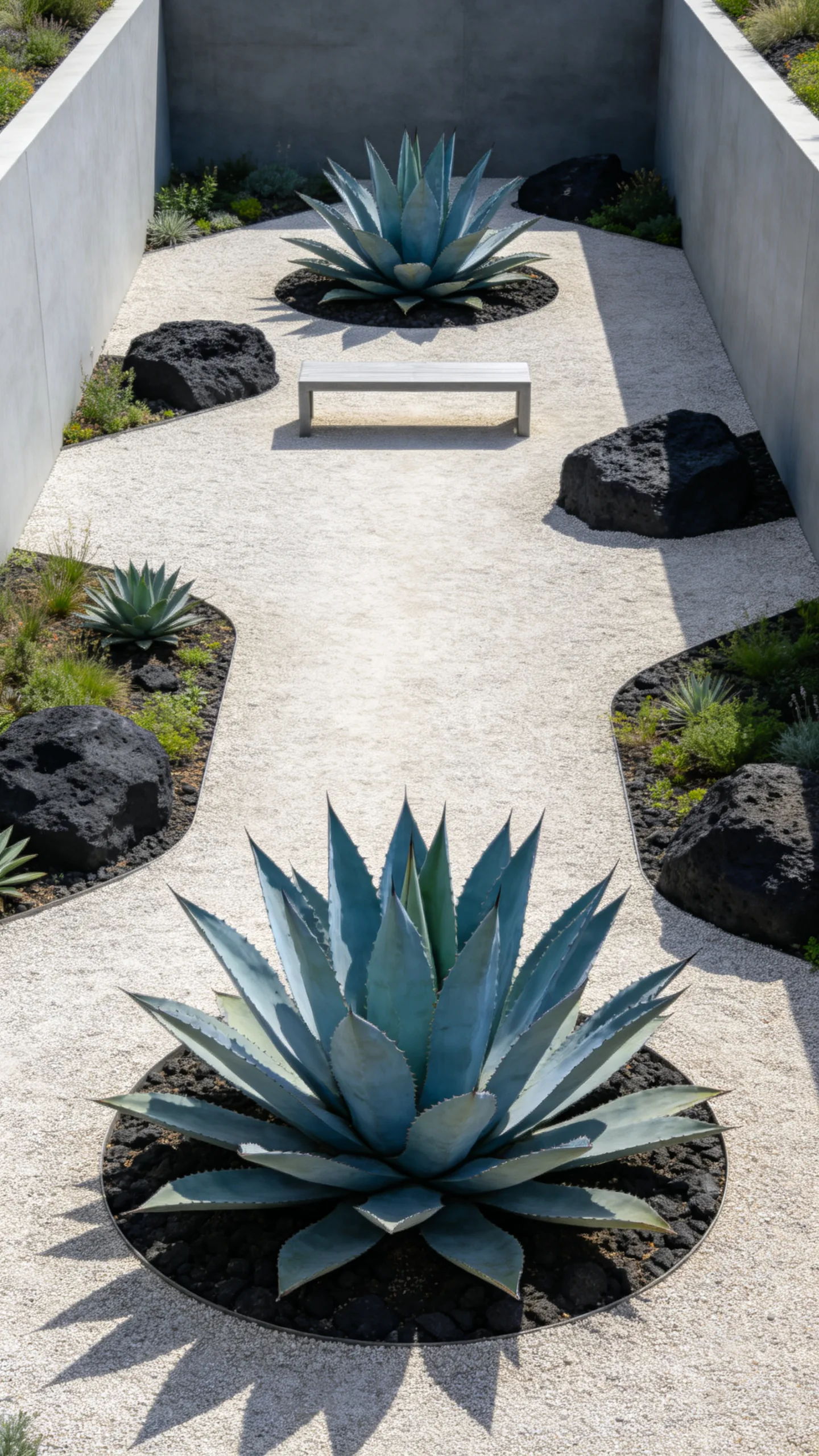 2. Gravel Courtyard with Sculptural Agaves