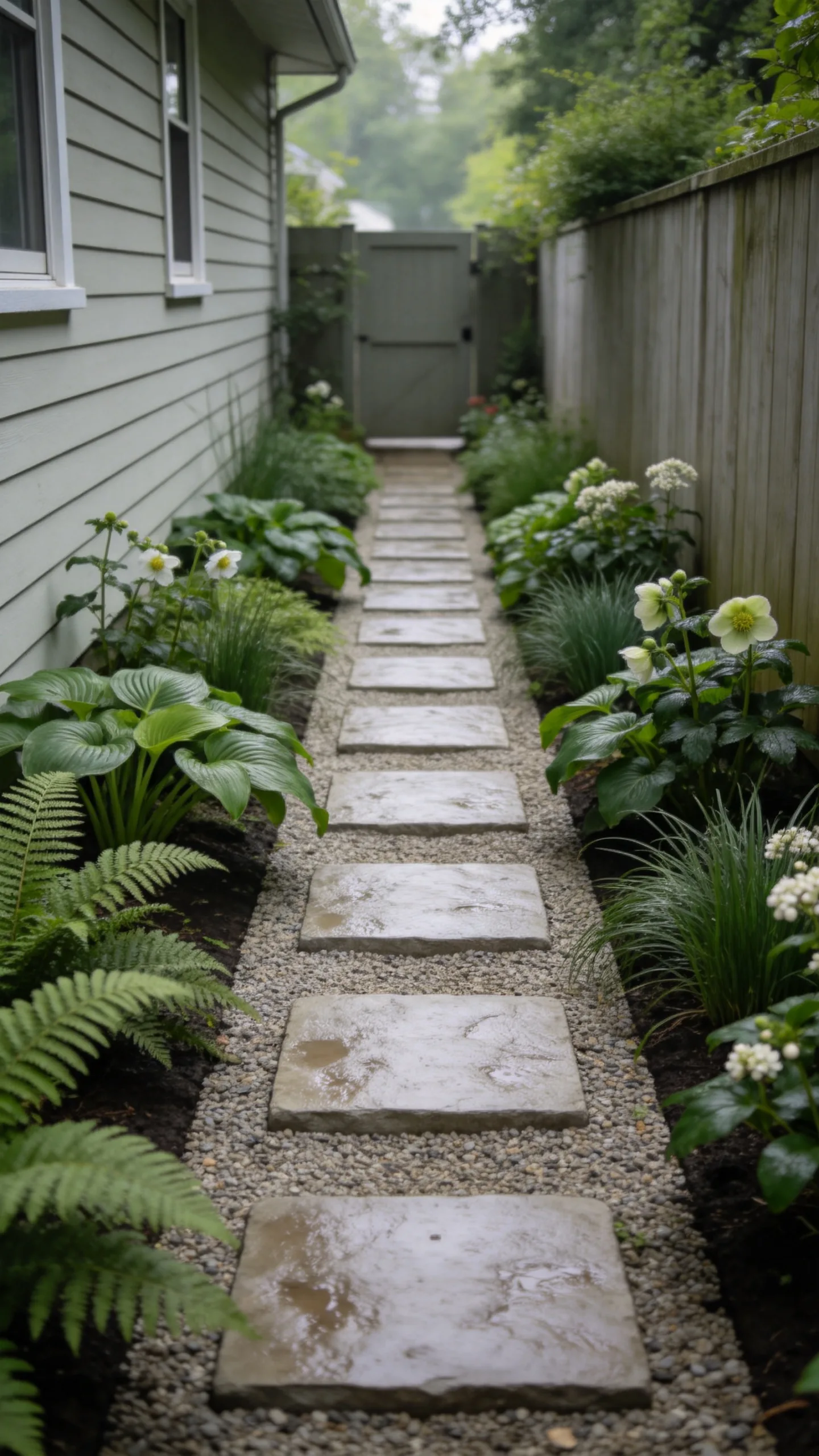 2. Shaded Stepping-Stone Side-Yard Walk