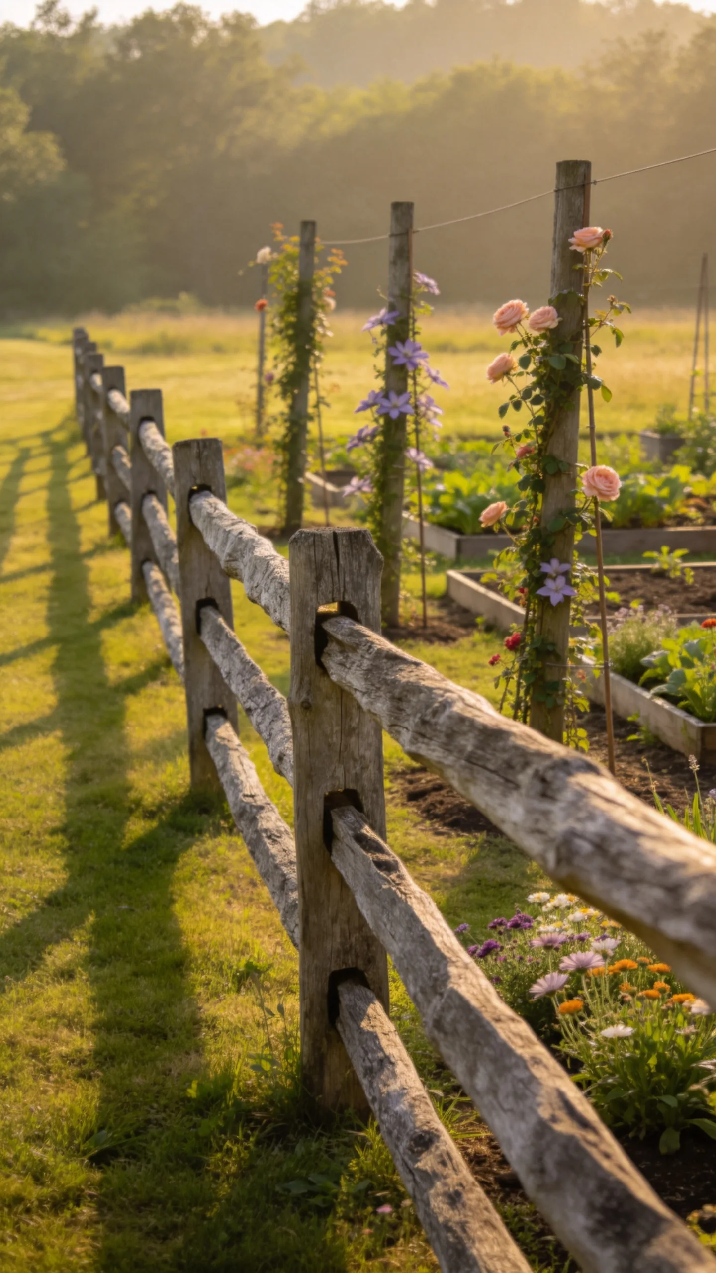2. Frame the Garden With a Split-Rail Fence