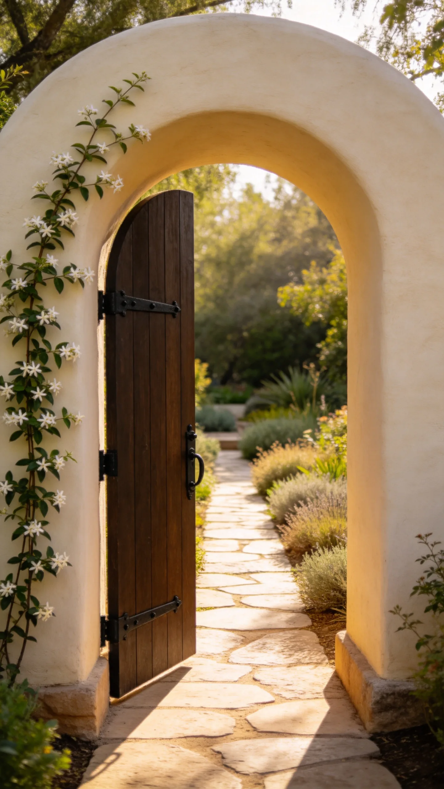 2. Frame a Garden Entrance with a Stucco Arch