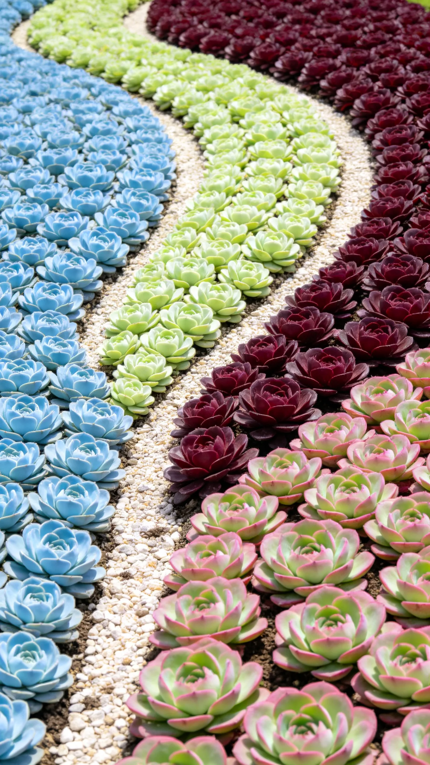 3. Color-Blocked Echeveria Bed