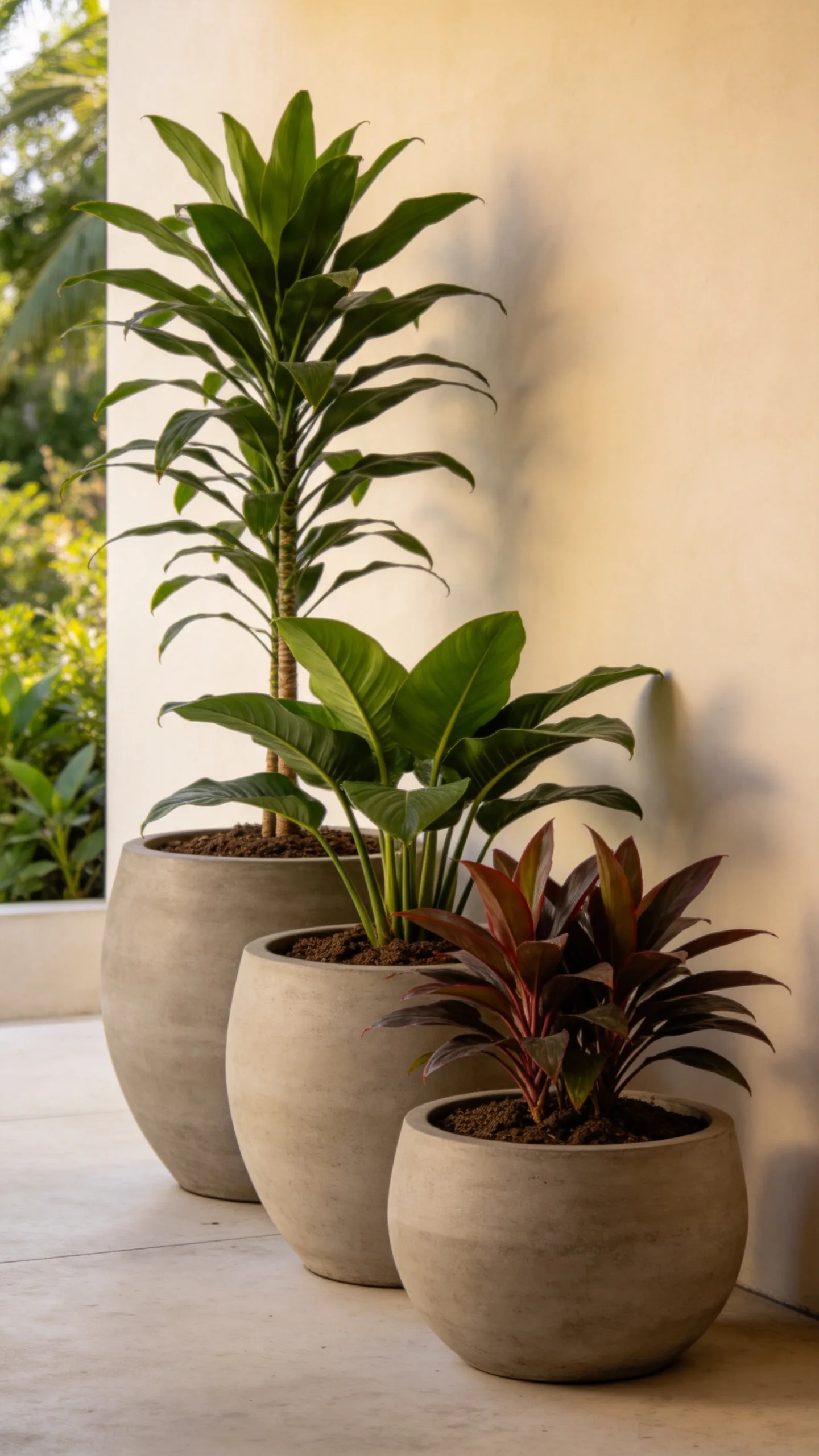3. Use Large-Leaved Plants in Oversized Containers