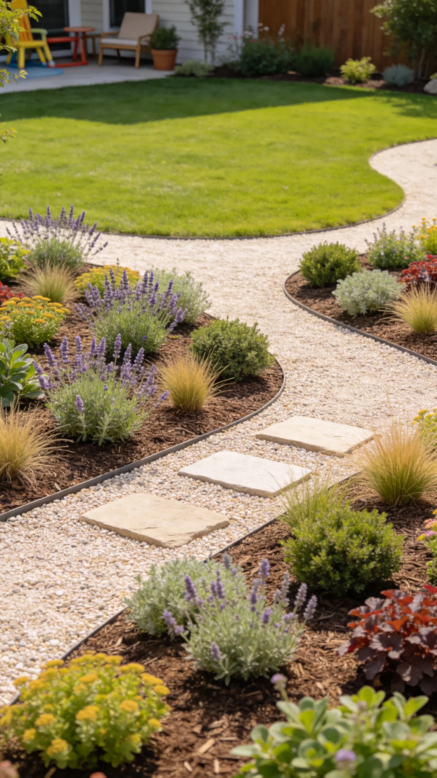 3. Replace a Thirsty Lawn With Gravel Islands