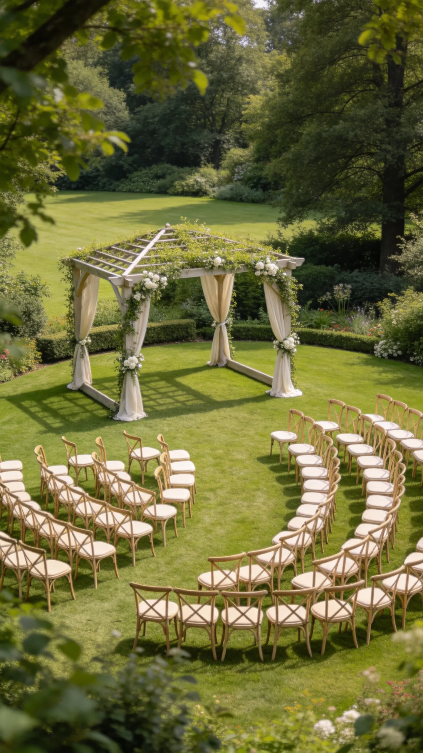 4. Semicircle Rows Facing a Garden Arbor