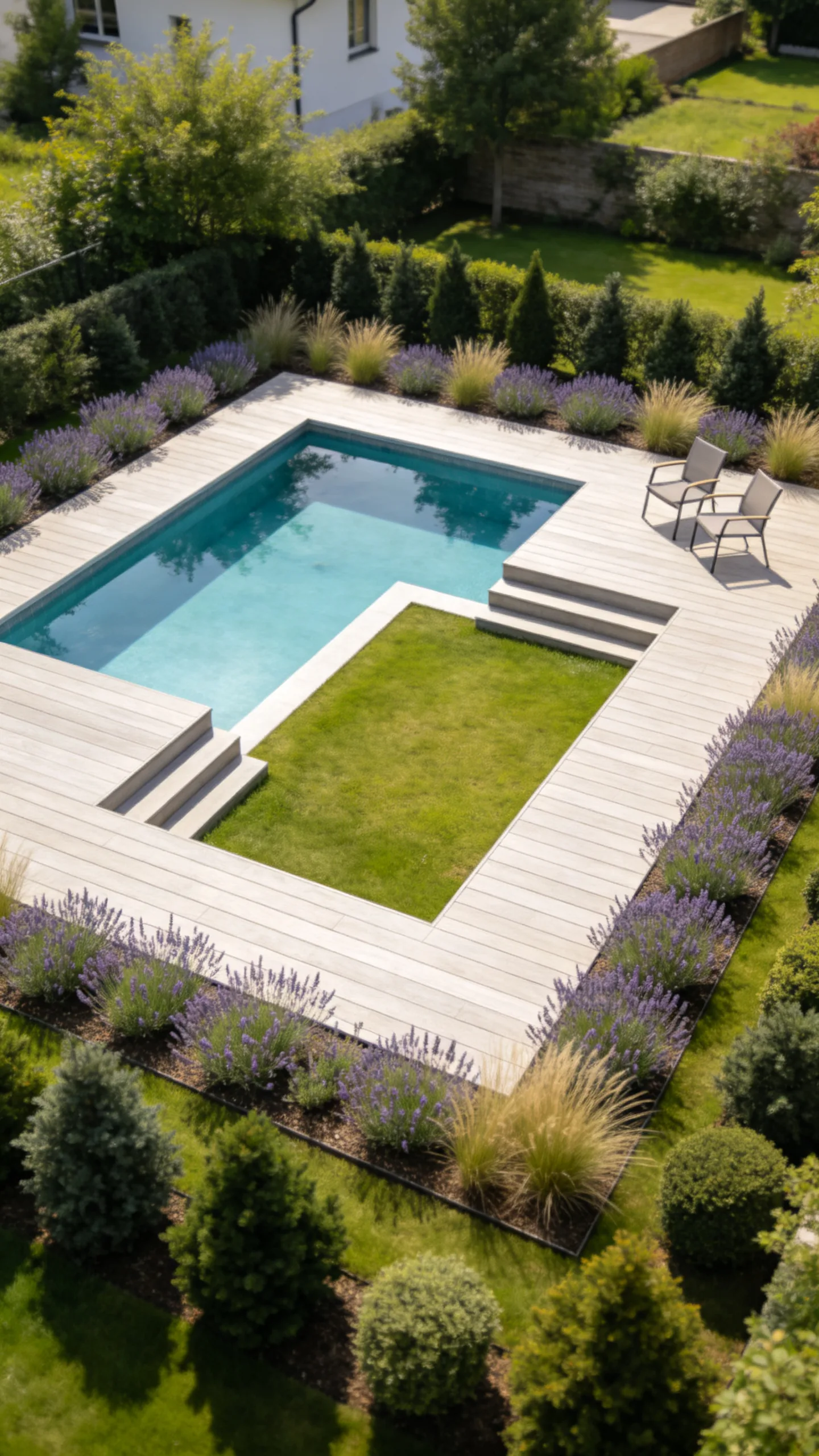 5. Corner Pool With an L-Shaped Deck
