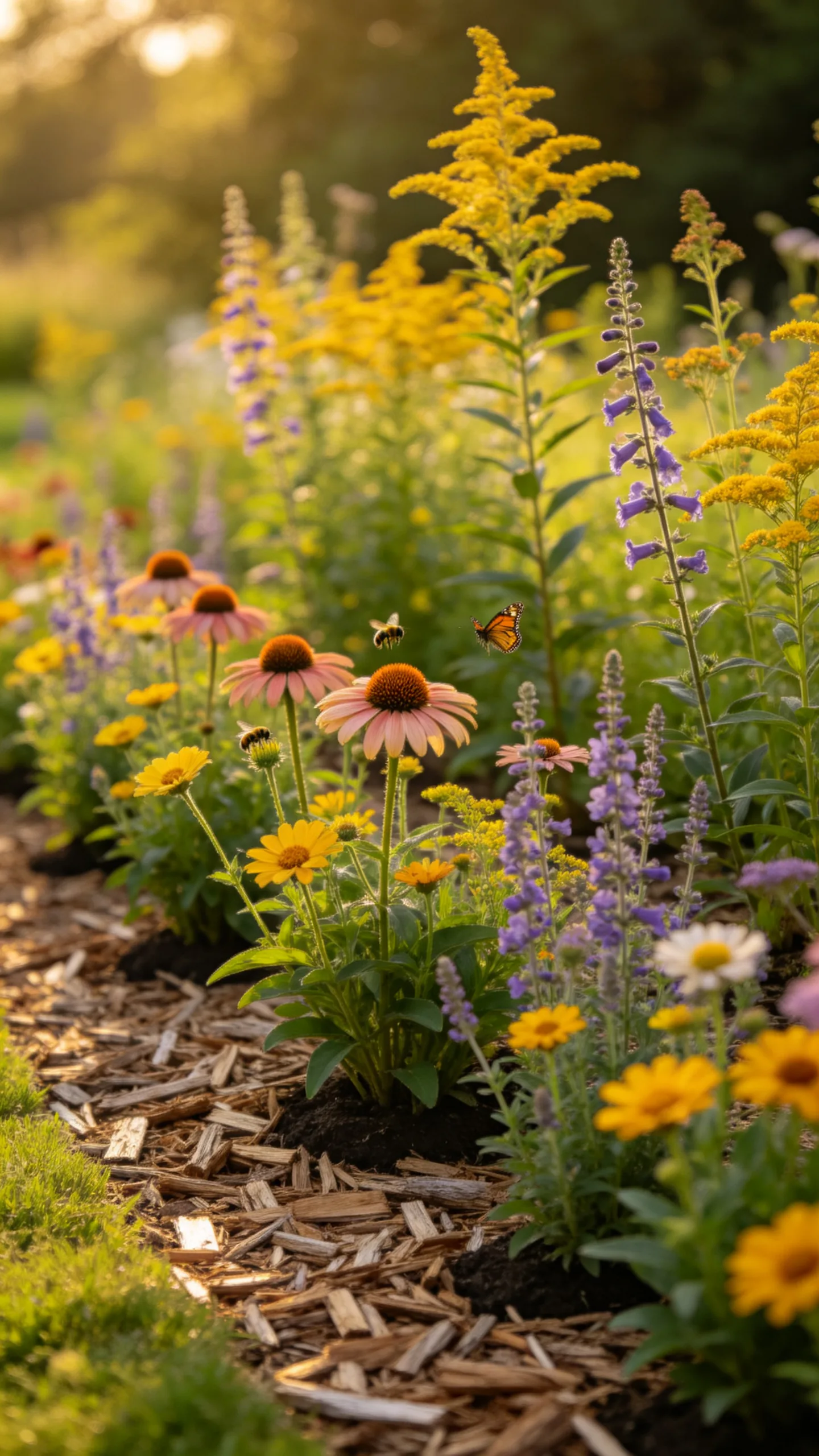 5. Plant a Mulched Border of Native Perennials