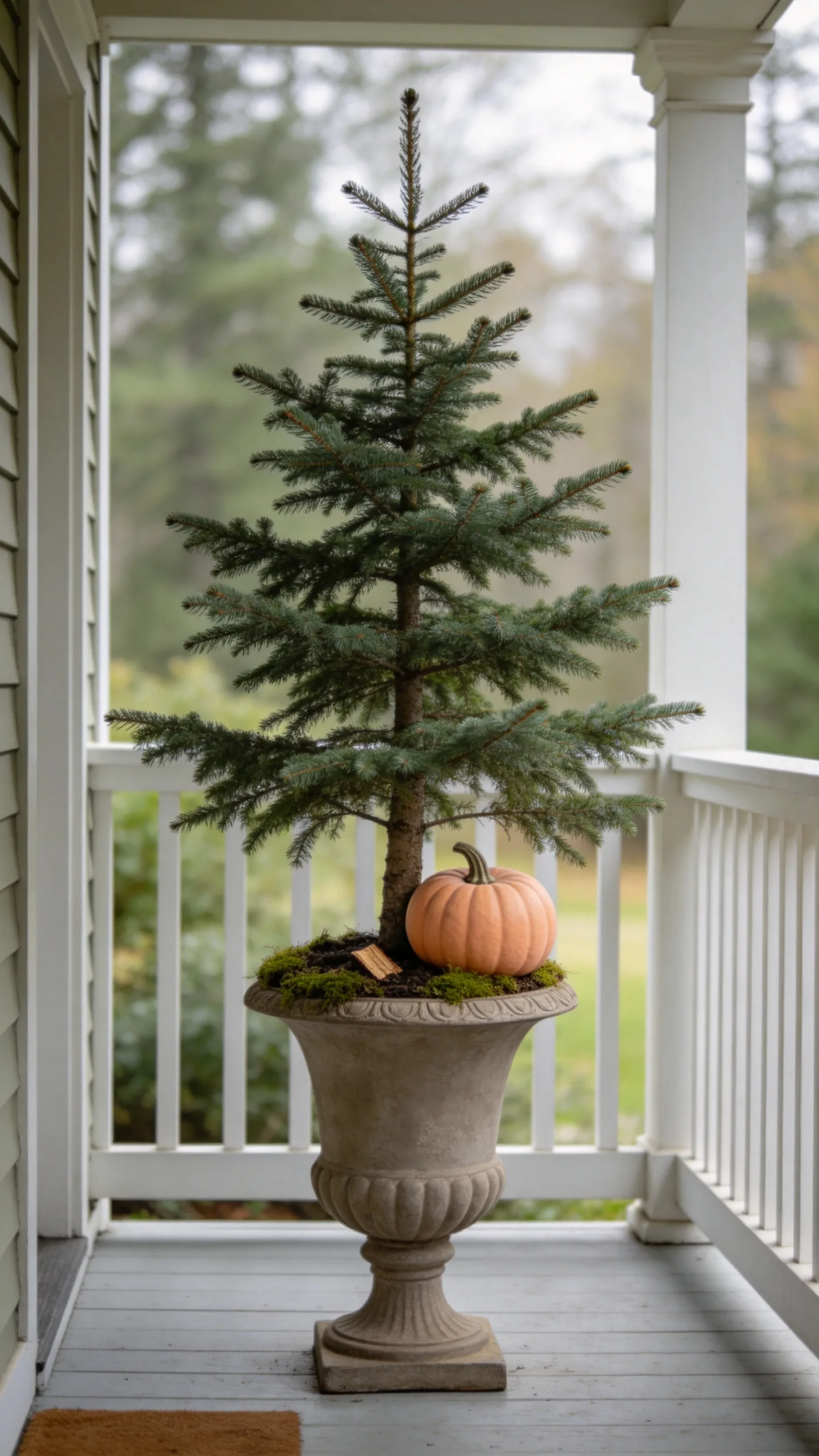 5. Build a Pumpkin-Topped Evergreen Planter