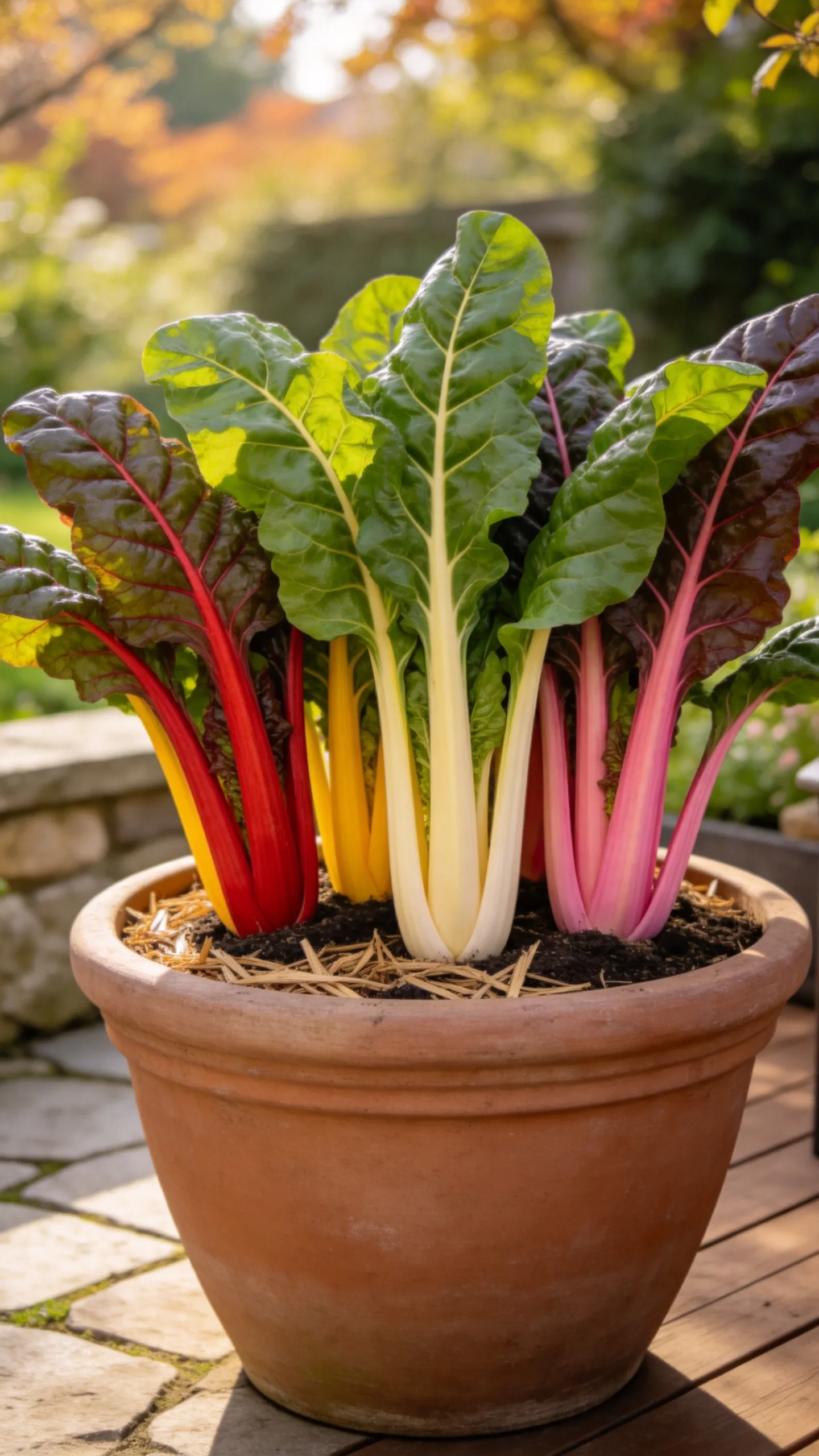 5. Swiss Chard in Colorful Patio Pots