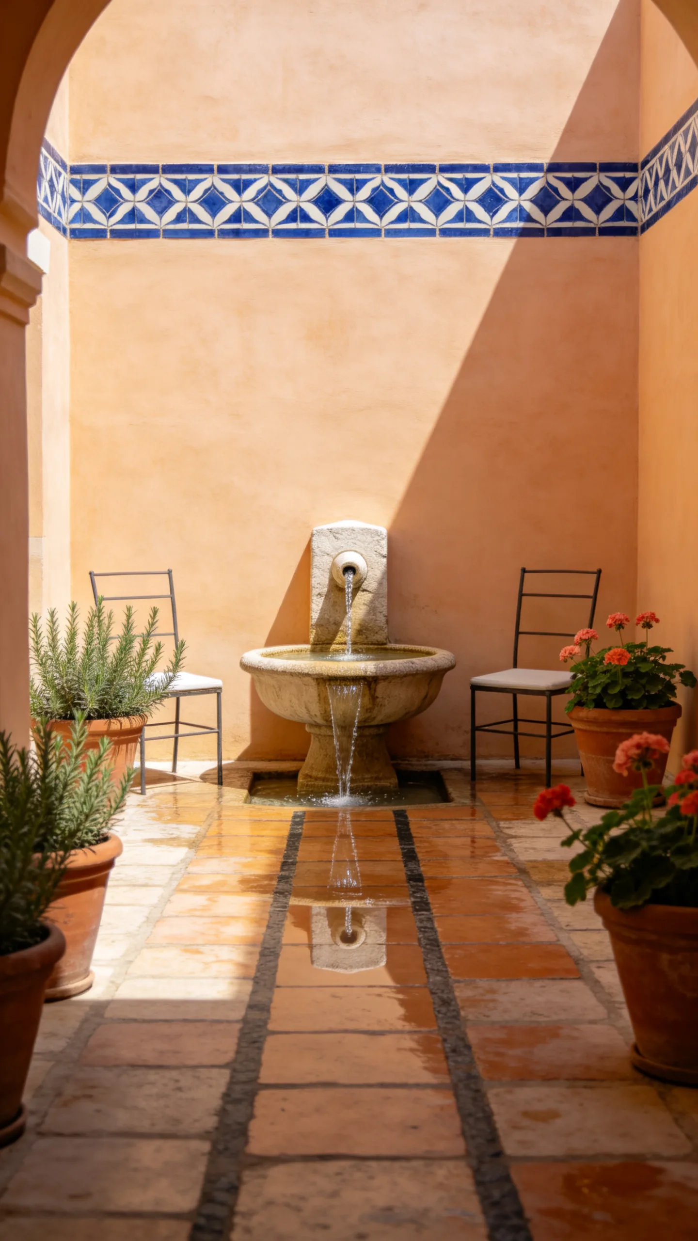 5. Center the Patio Around a Tiled Fountain