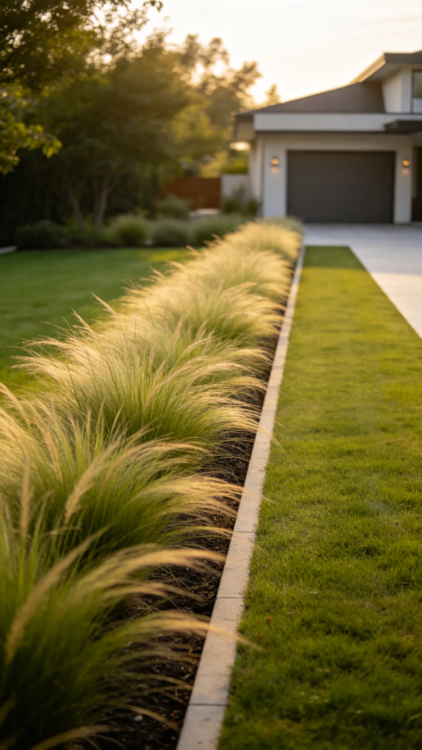 6. Add a Linear Ornamental Grass Bed