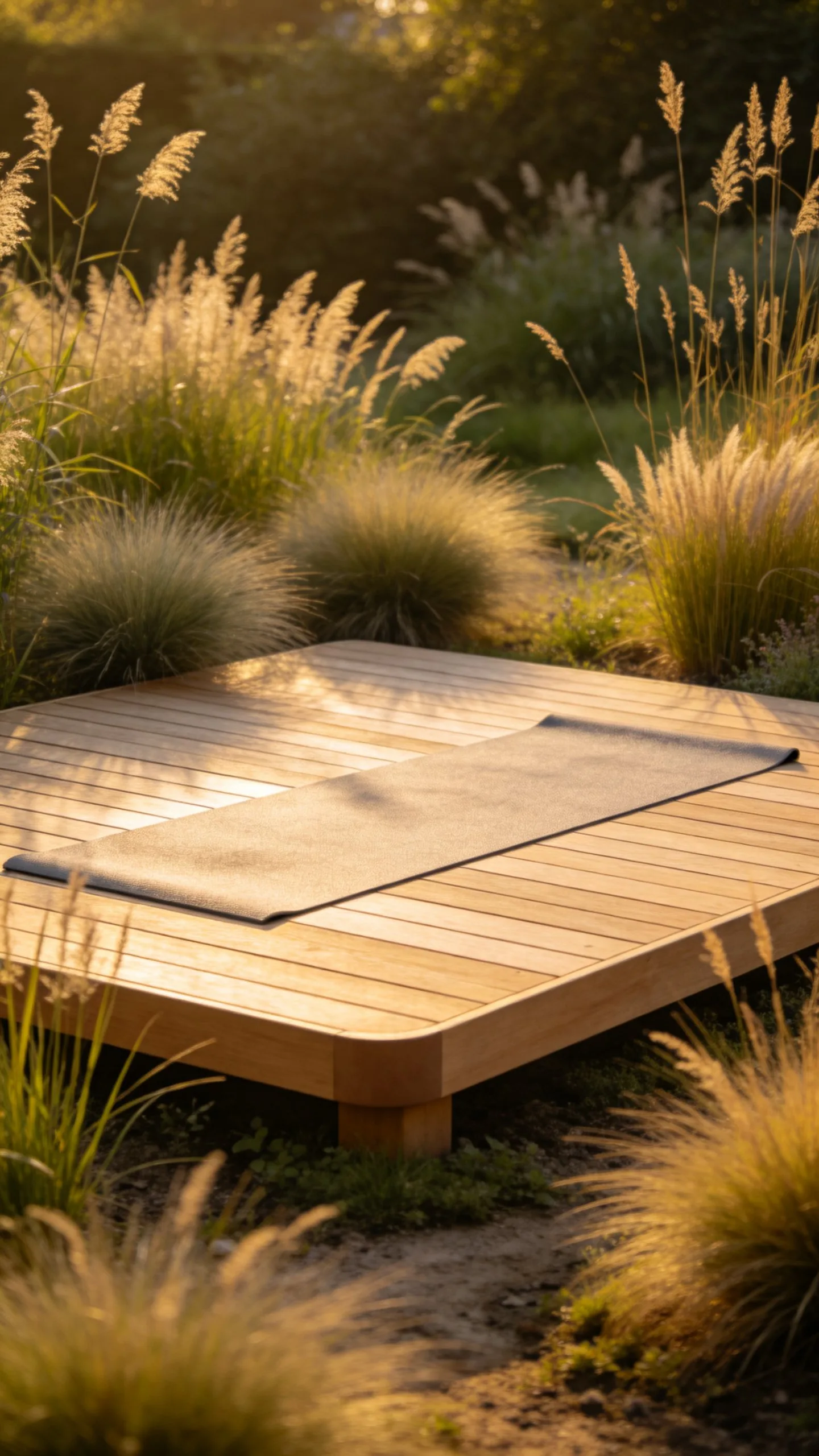 6. Install a Low Deck Surrounded by Soft Grasses