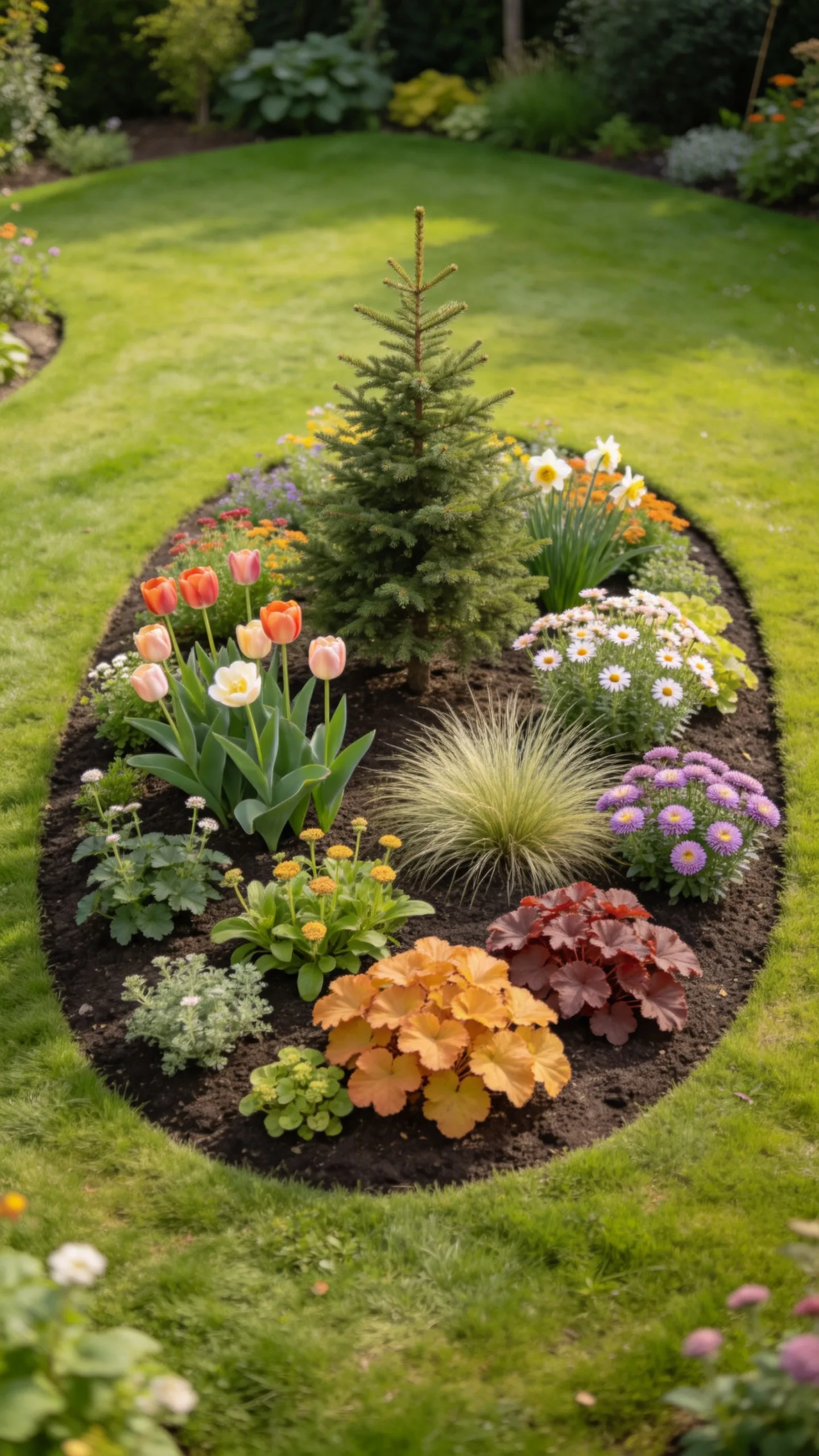 7. Plant a Four-Season Mailbox-Style Island Bed