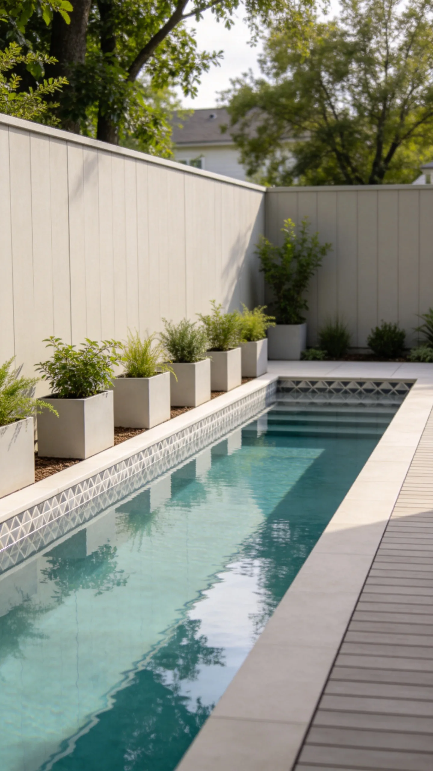 7. Pool Built Flush Against a Privacy Wall
