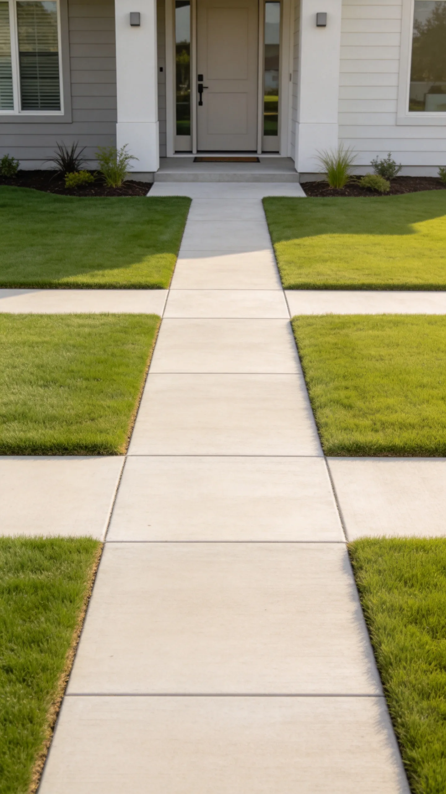 7. Divide the Lawn With a Straight Concrete Walkway