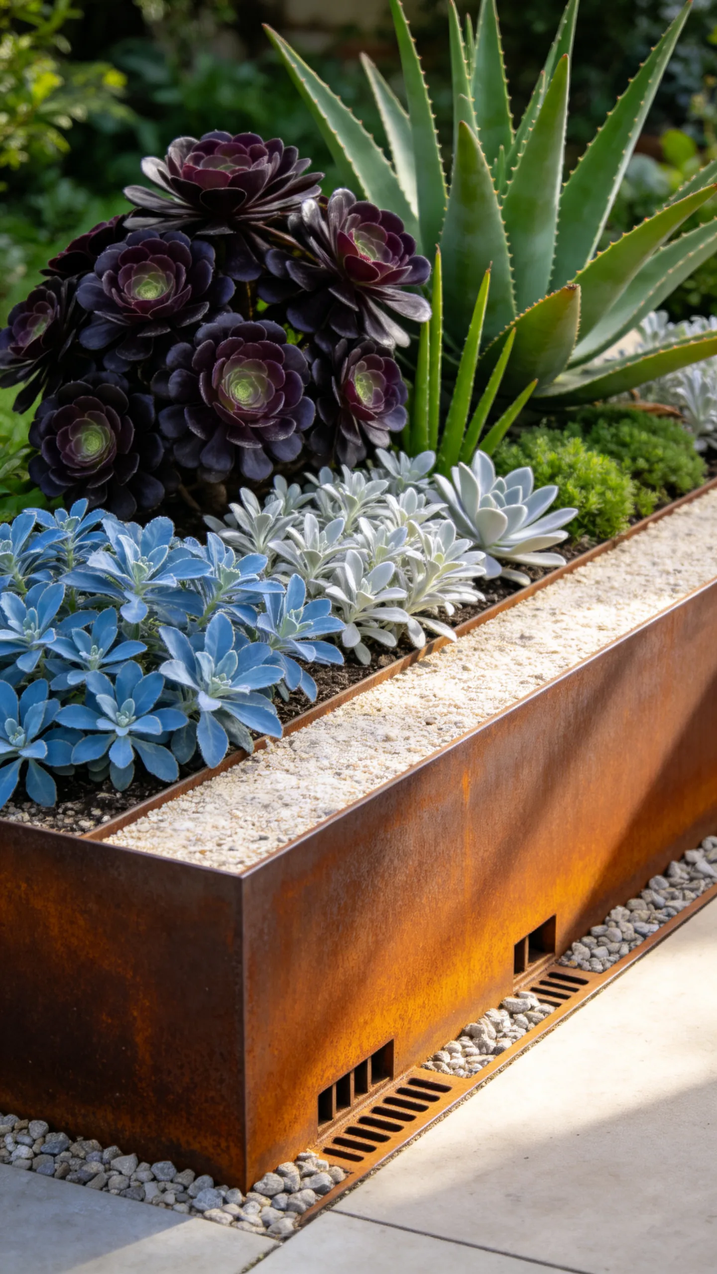 8. Raised Corten Steel Succulent Bed