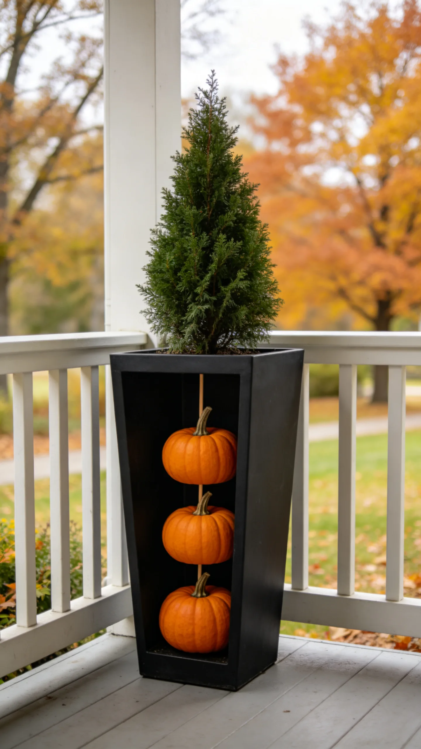 8. Stack Mini Pumpkins Down One Side