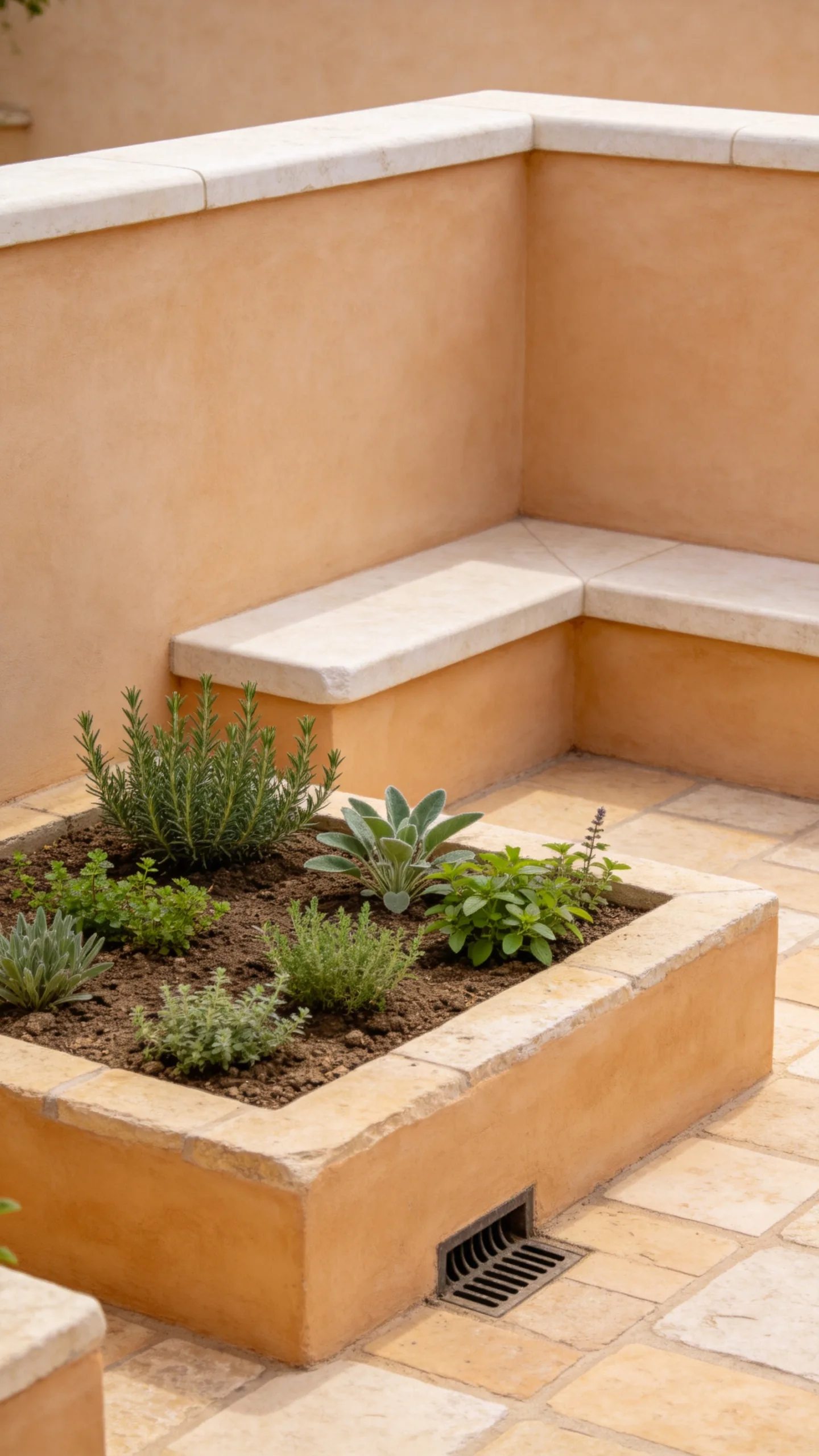 8. Edge Raised Beds with Stucco Walls