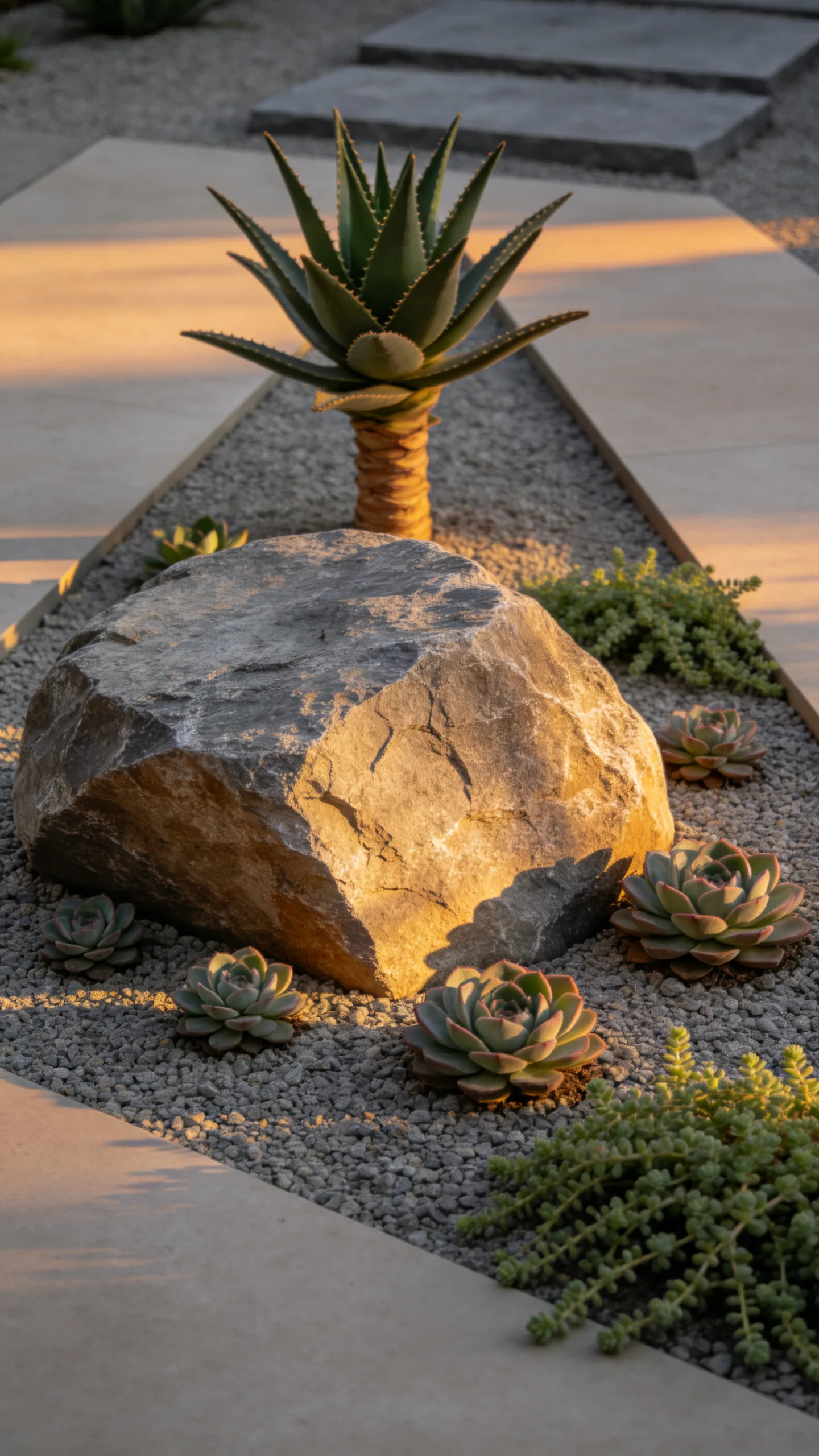 9. Boulder Focal Point with Succulent Clusters
