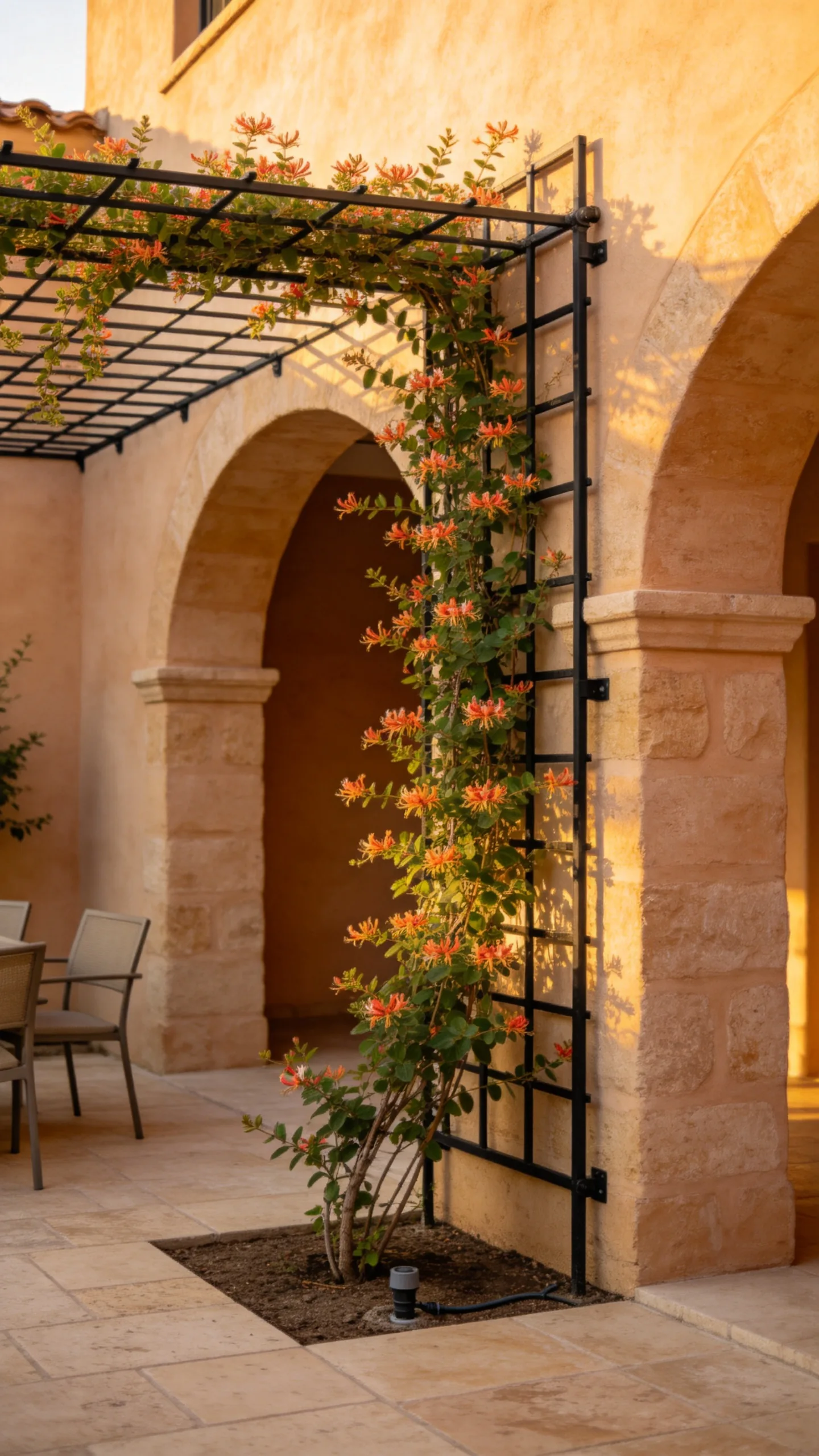 9. Courtyard Trellis With Drought-Adapted Vines