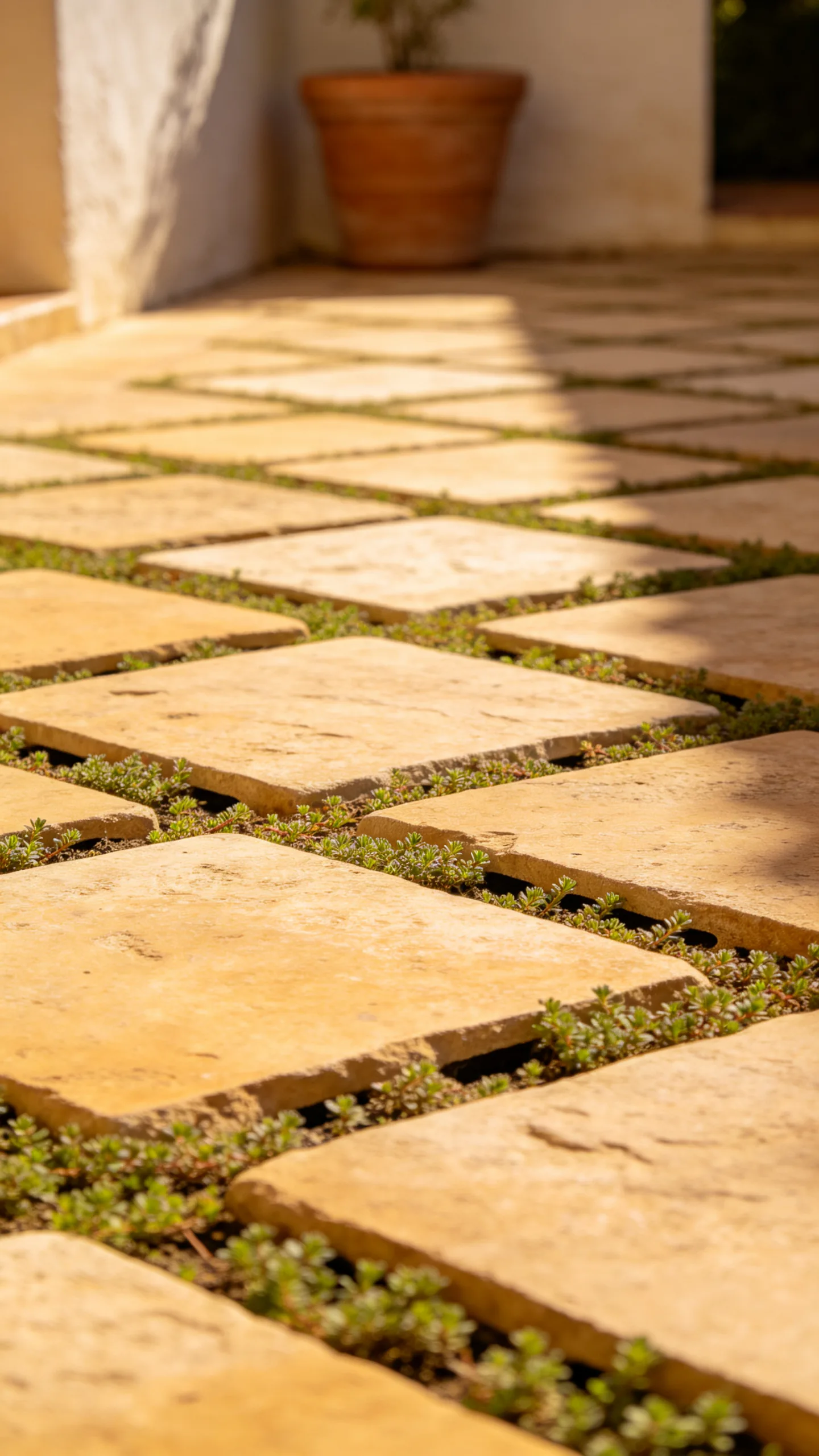 9. Pair Stone Pavers with Creeping Groundcovers