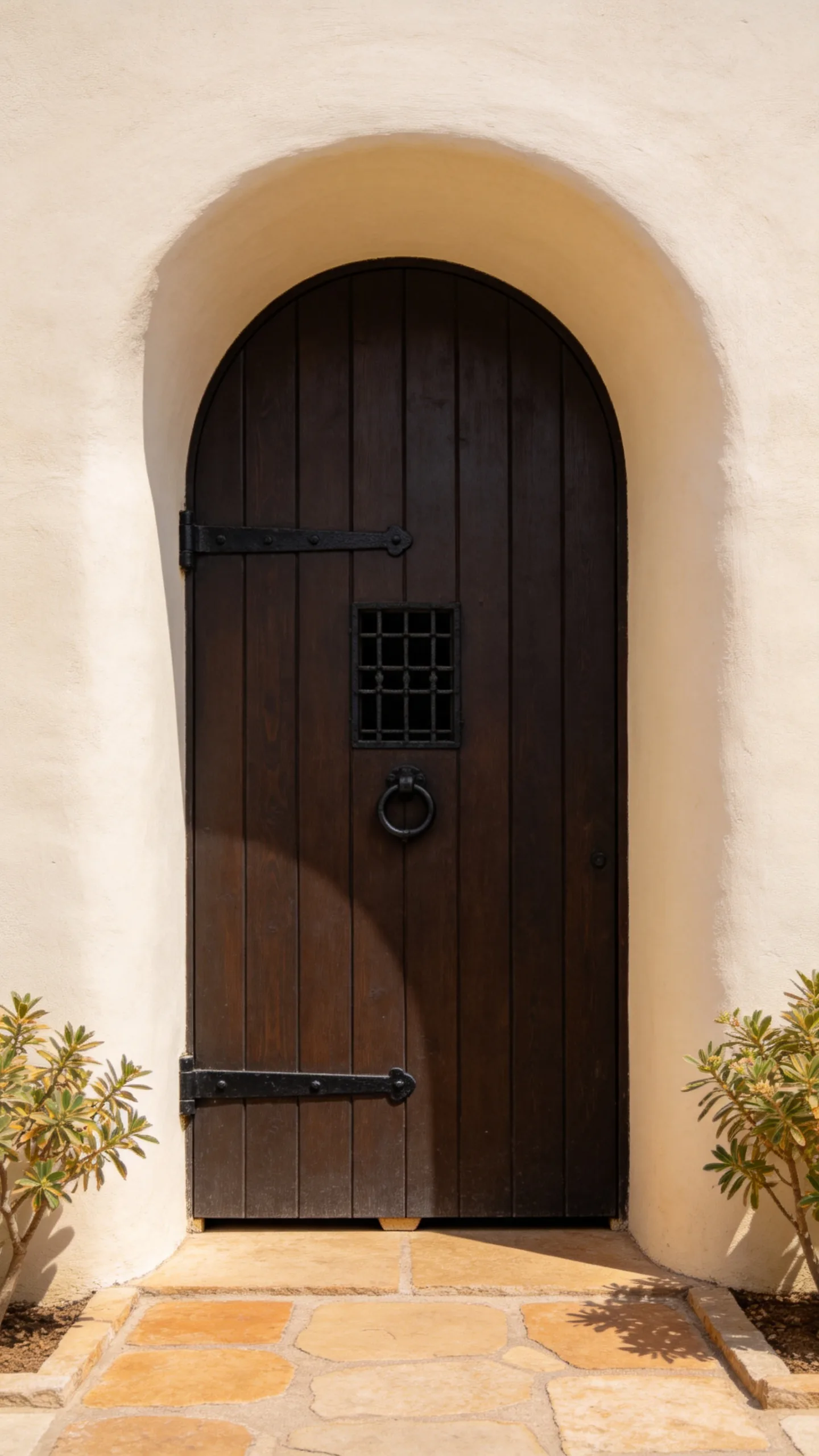 10. Add a Dark Wood Gate Beneath an Arch