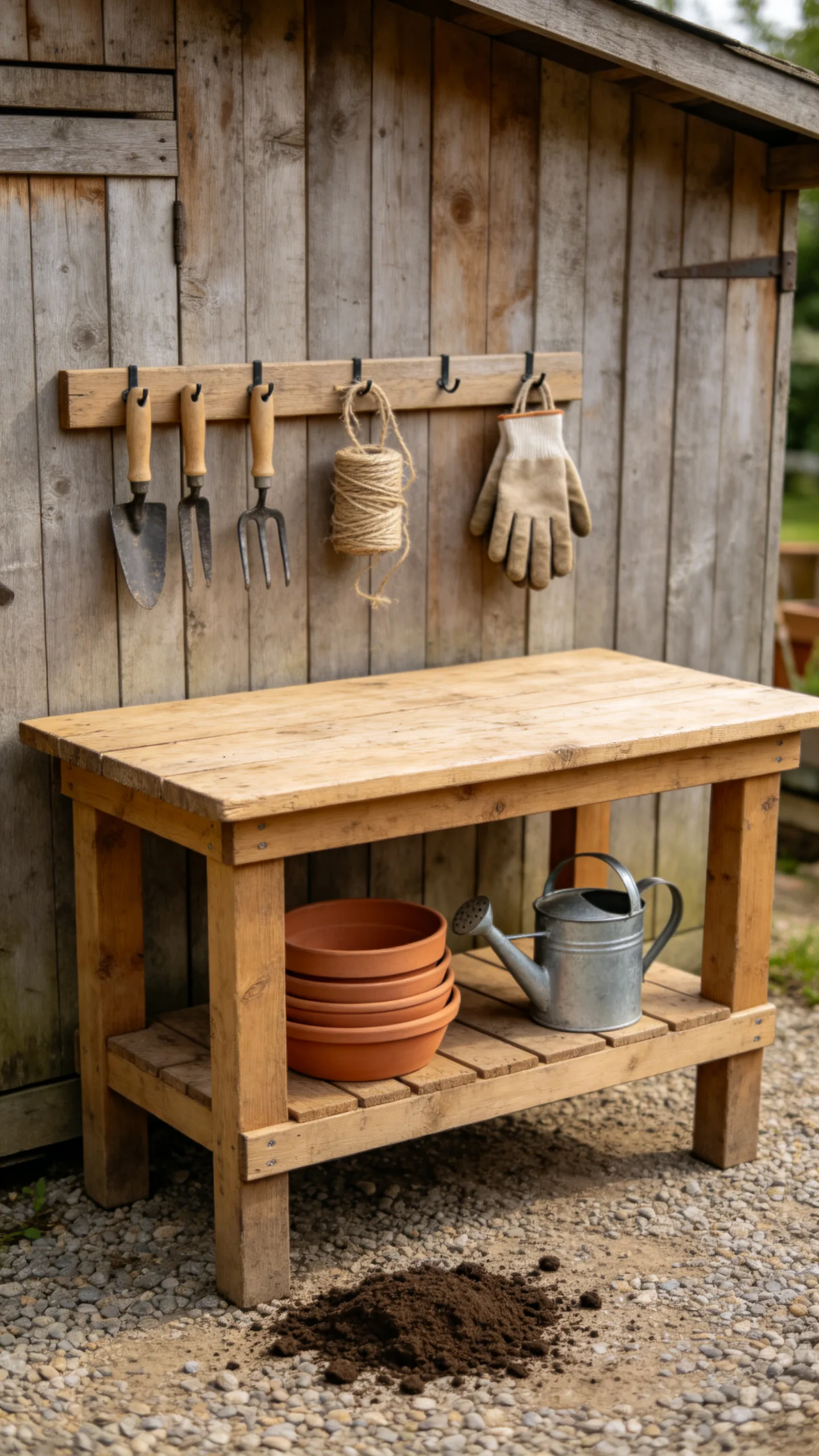 10. Add a Rustic Potting Bench