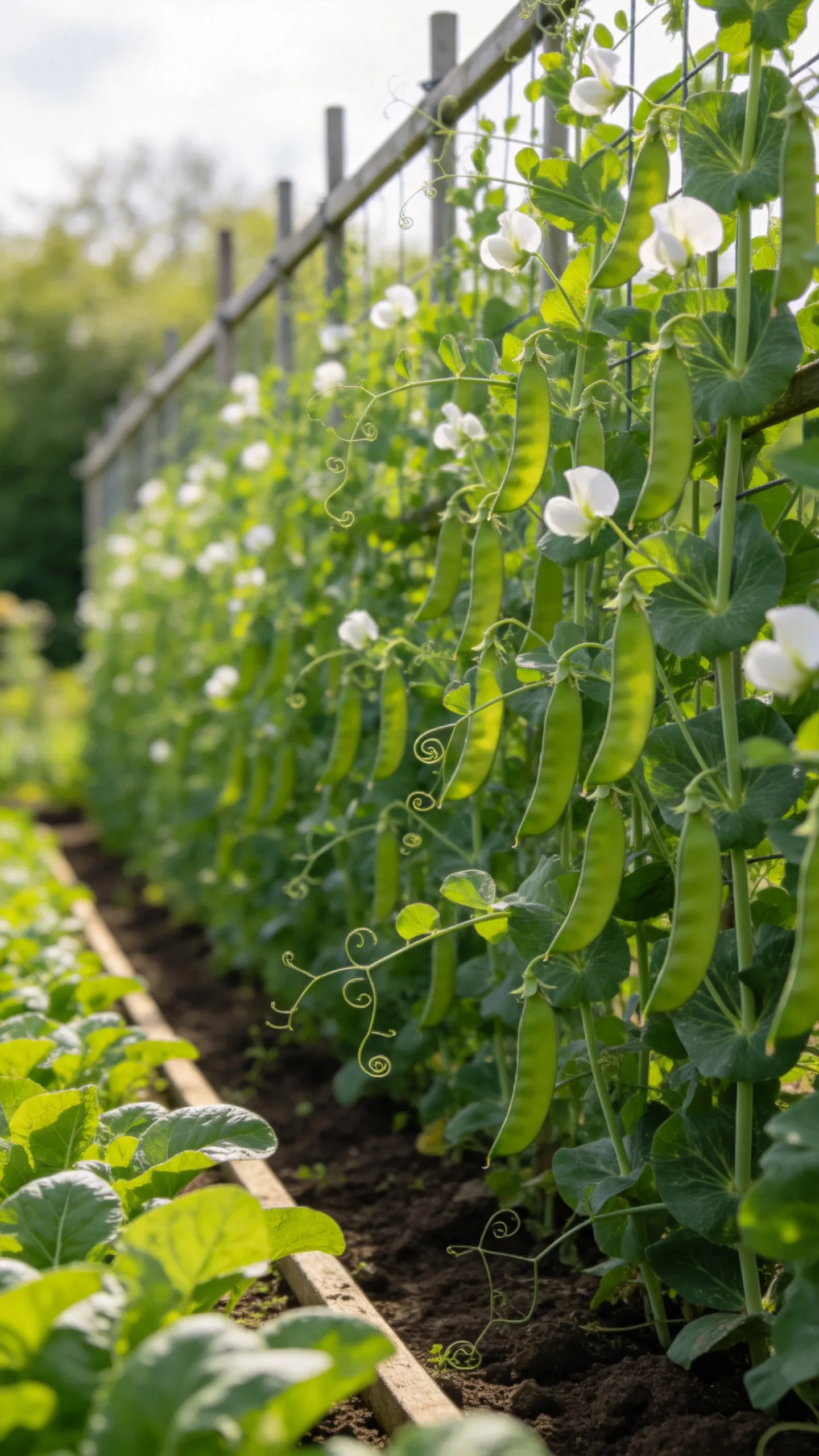10. Sugar Snap Peas on a Vertical Trellis